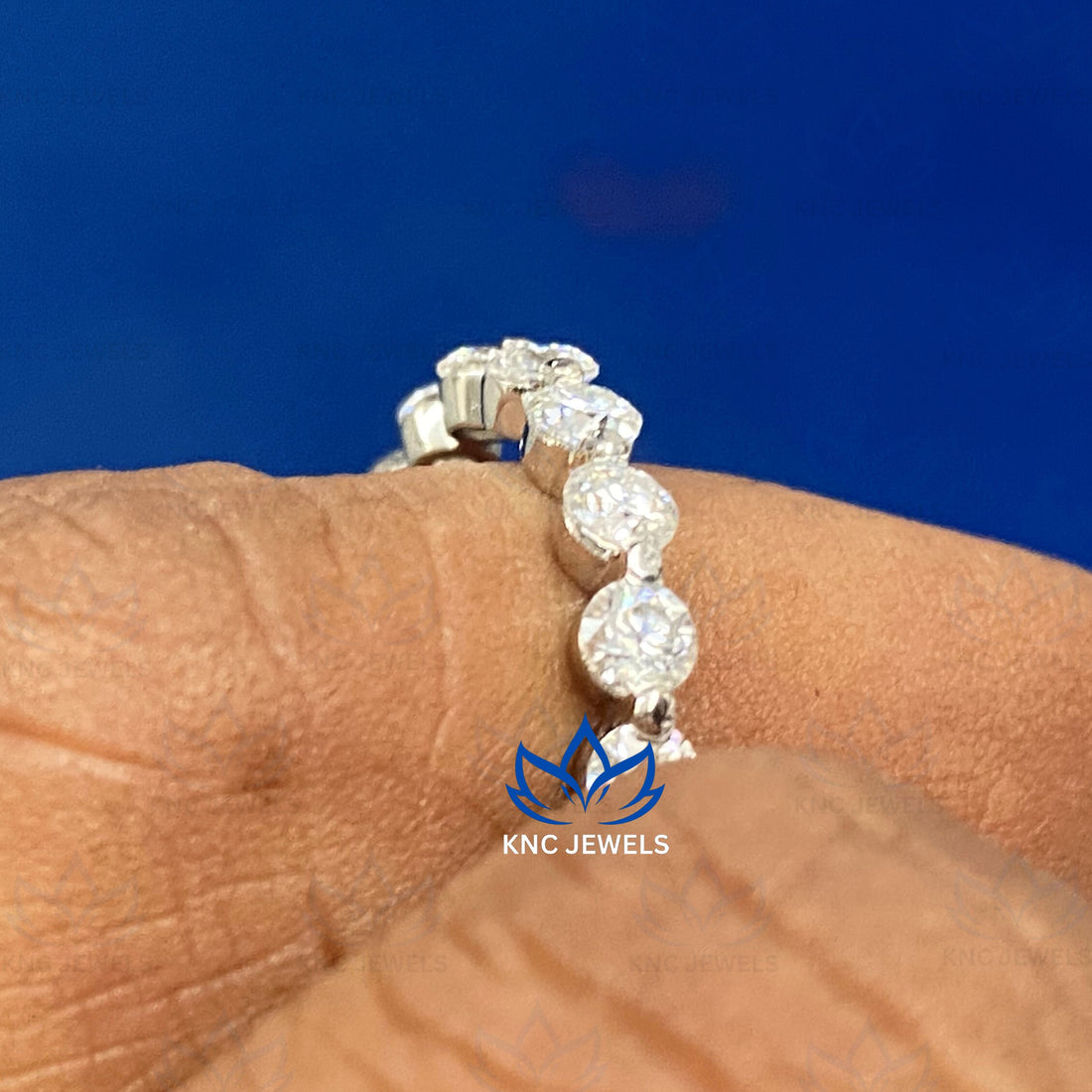 Lab Grown Diamond Full Eternity Wedding Band, 14K White Gold