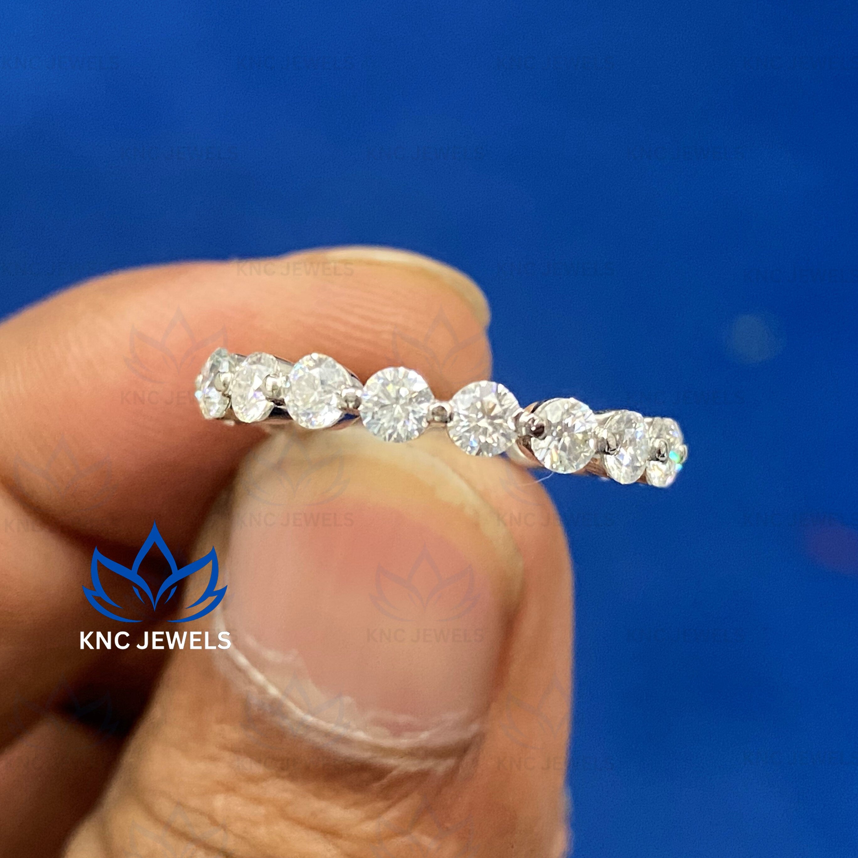 Lab Grown Diamond Full Eternity Wedding Band, 14K White Gold