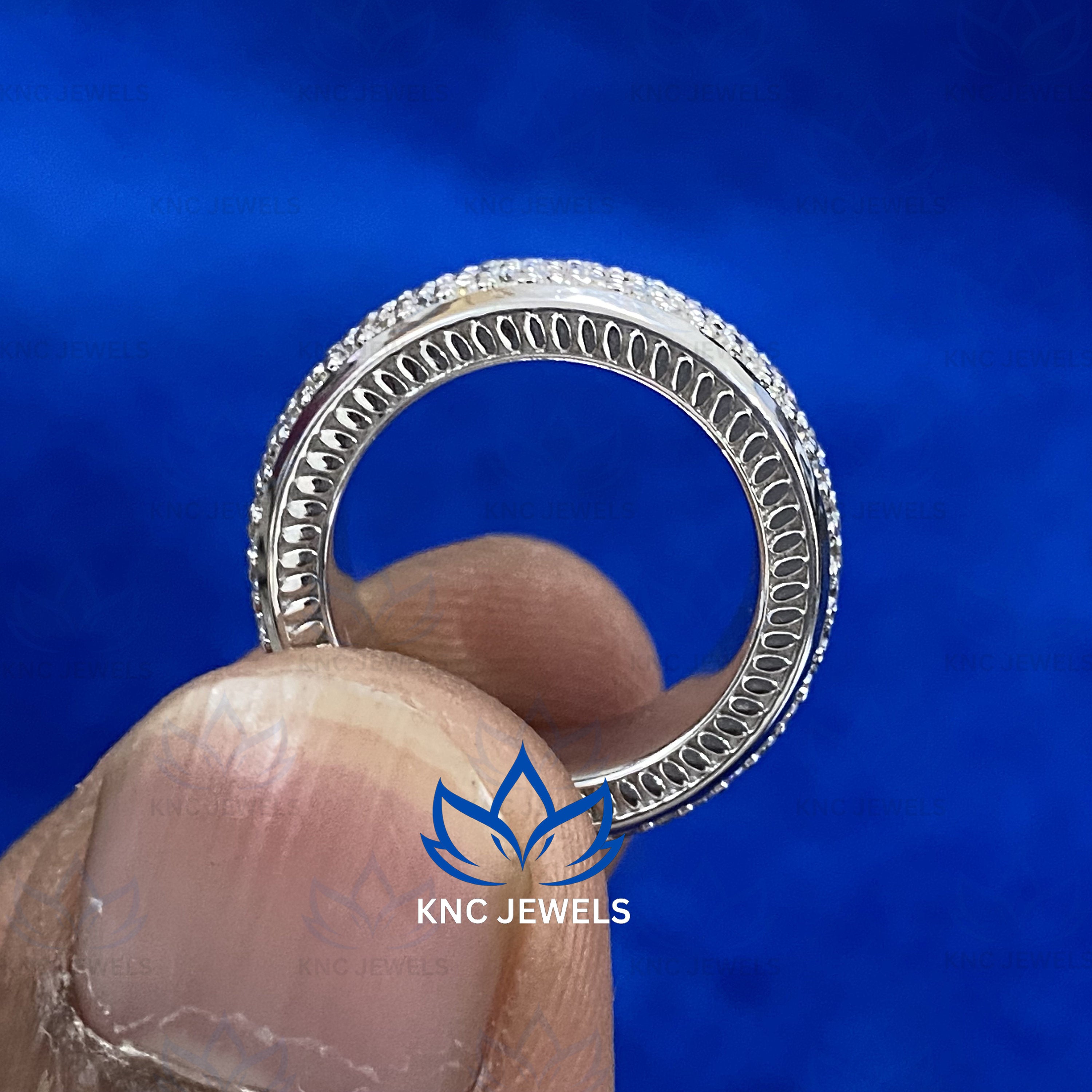 Mens Lab Grown Diamond Ring, Sterling Silver Wedding Band, Anniversary Gift For Him, Husband Gift, Luxury Wedding Jewelry