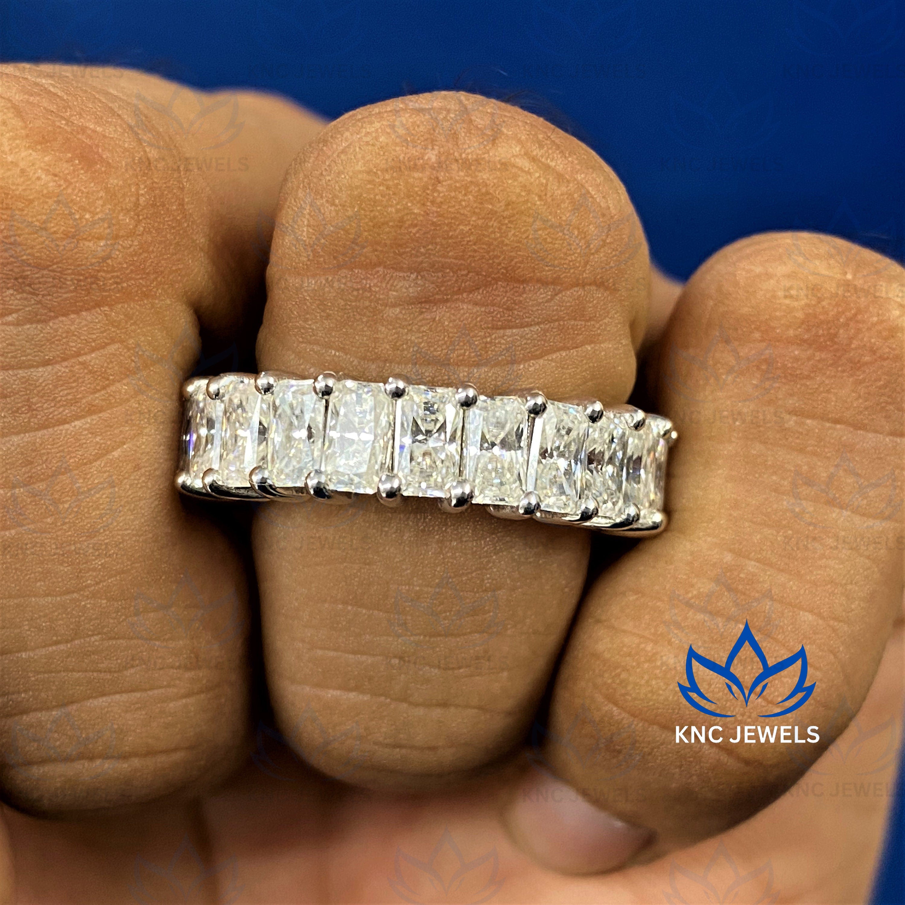 Radiant Cut Moissanite Eternity Band | Women's Bridal Wedding Ring | VVS1 D Color | 14K Gold Option