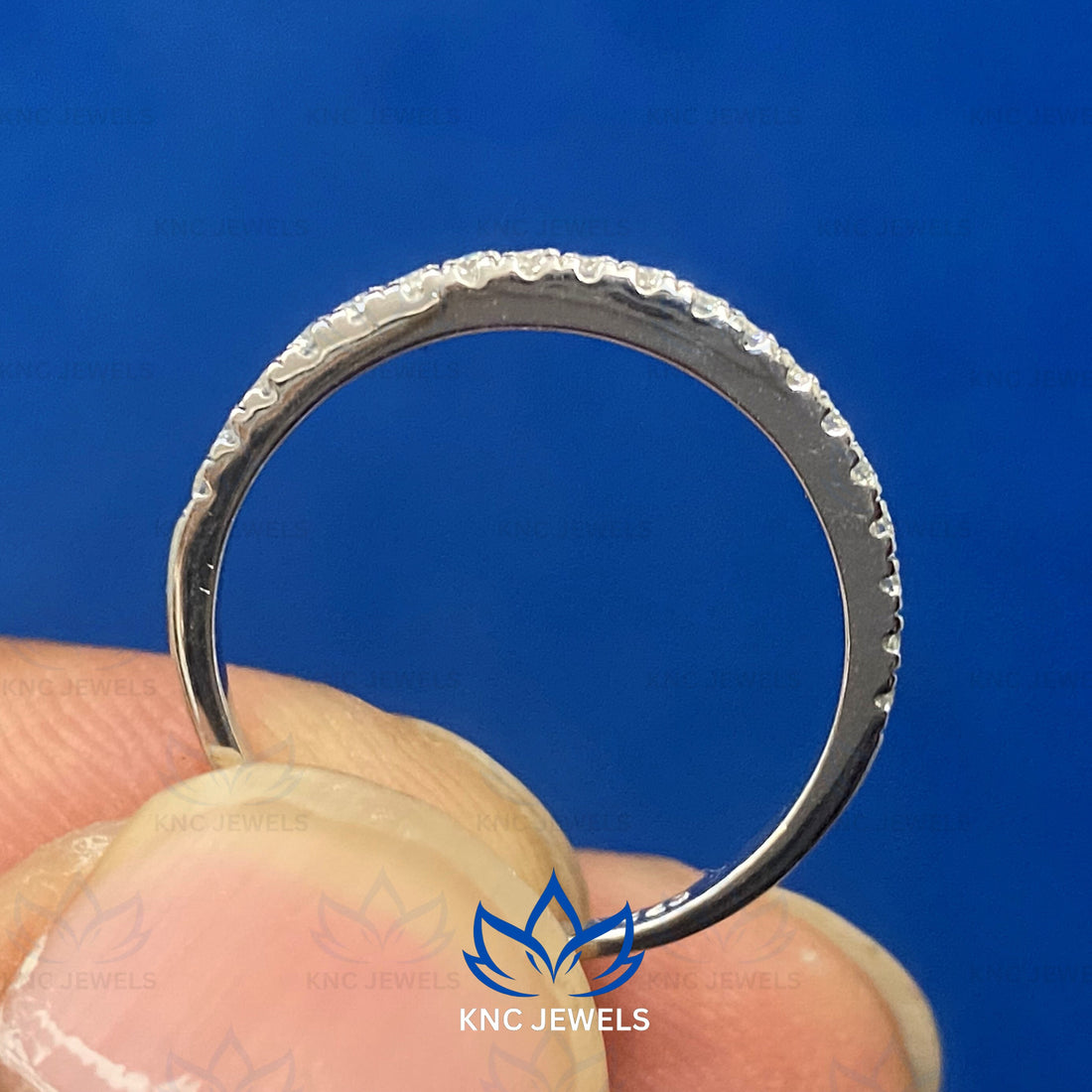 14K Gold Lab-Grown Diamond Wedding Band: Half Eternity Ring