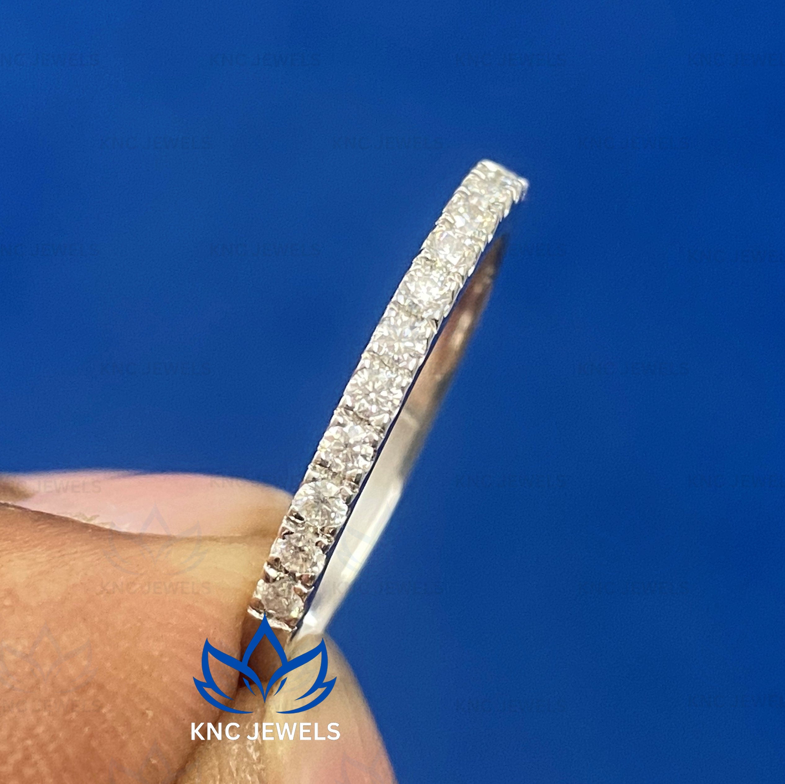 Lab Grown Diamond Eternity Band: 14K White Gold Bridal Wedding Ring