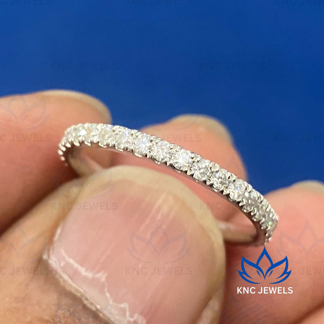 Round Lab Grown Diamond Wedding Band: 14K White Gold Eternity Ring
