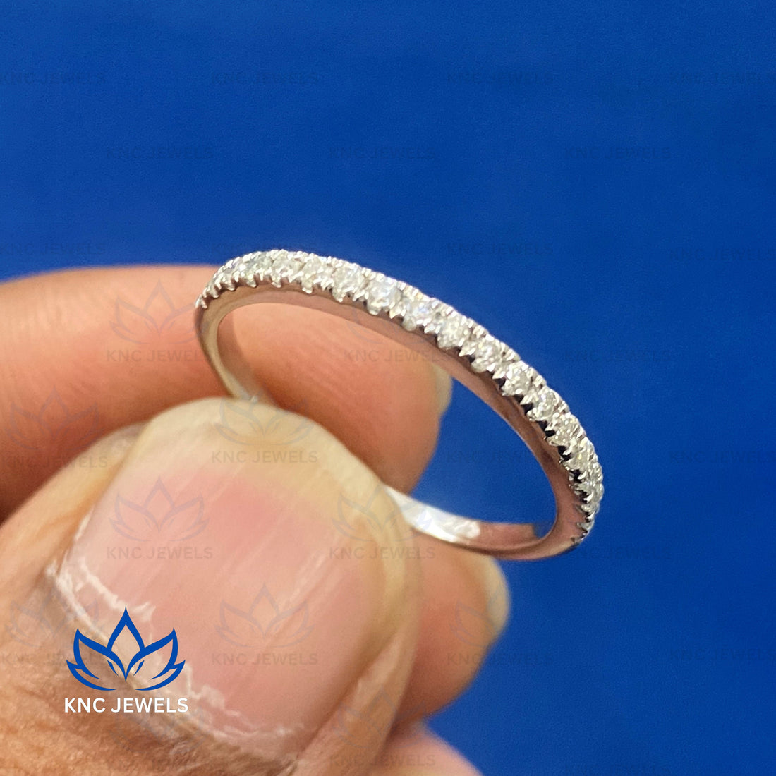 14K Gold Lab-Grown Diamond Wedding Band: Half Eternity Ring