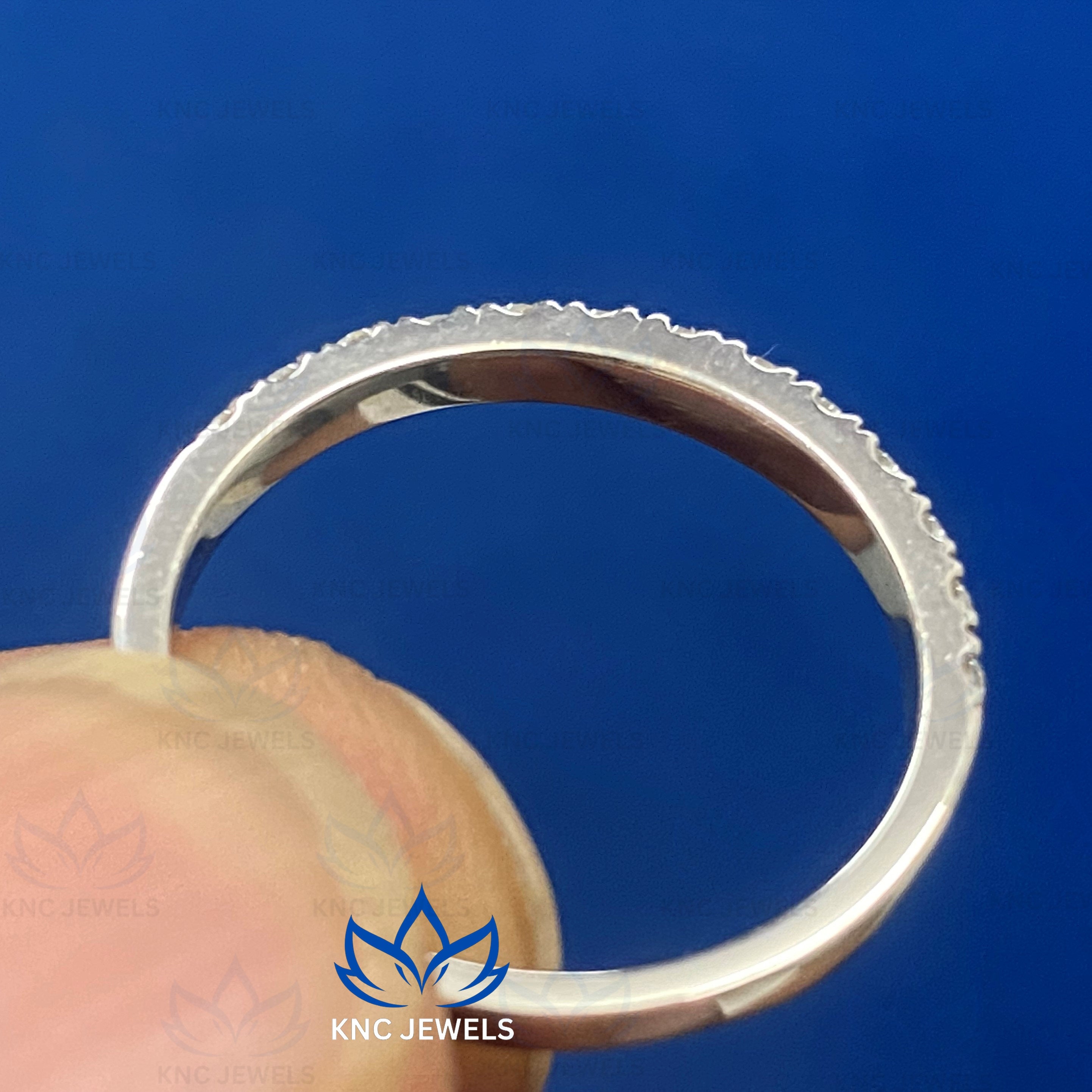 14K White Gold Lab-Grown Diamond Wedding Band: Full Eternity Stacking Ring