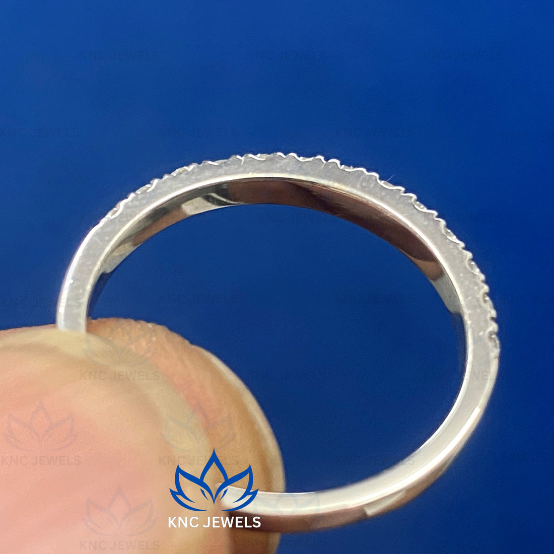 14K White Gold Lab-Grown Diamond Wedding Band: Full Eternity Stacking Ring