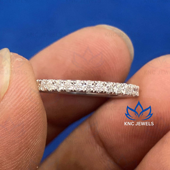 Round Lab Grown Diamond Wedding Band: 14K White Gold Eternity Ring