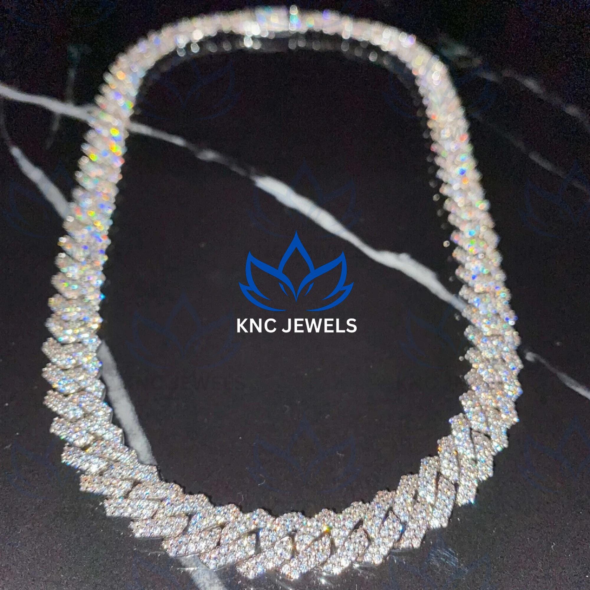 Lab Grown Diamond Cuban Link Chain: Iced 925 Silver Miami Necklace