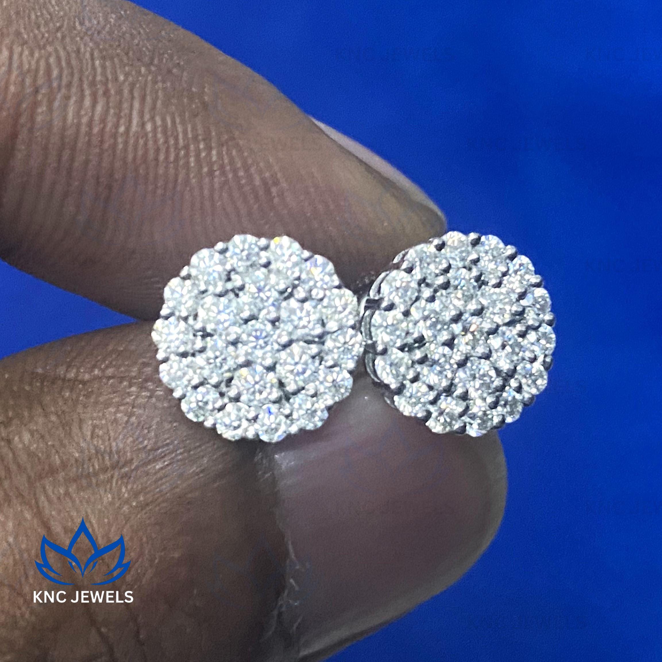 Moissanite Stud Earrings: Round Cut 14K White Gold Bridal Earrings