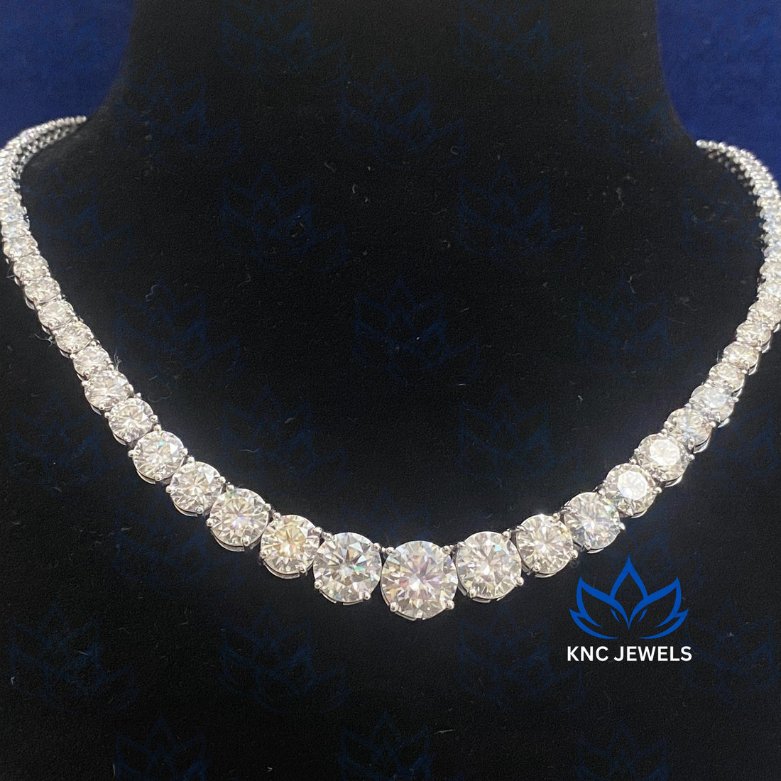 40ctw Certified Moissanite Tennis Necklace: 925 Sterling Silver Chain