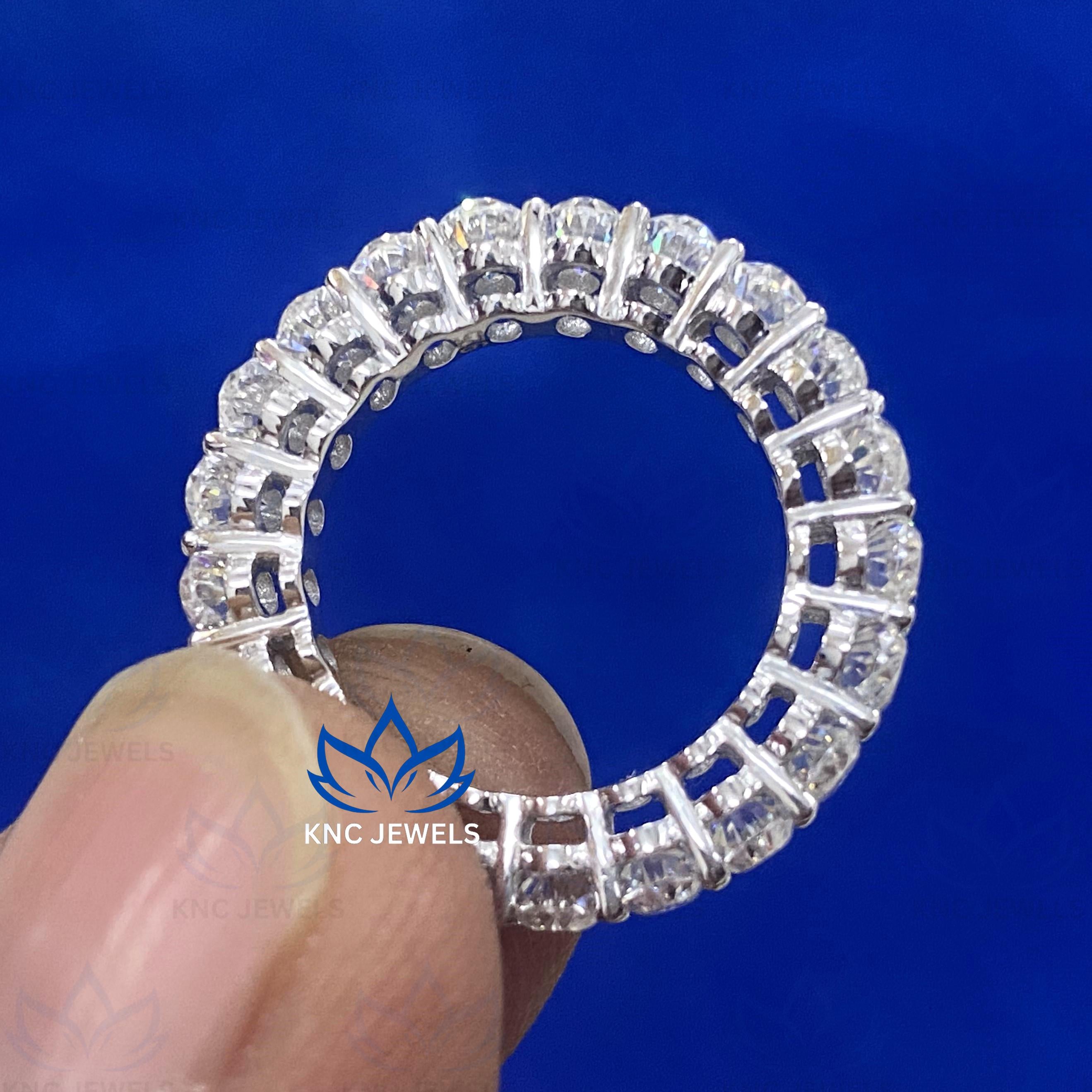 14K Gold Lab Grown Moissanite Diamond Eternity Band: Oval Cut Wedding Ring