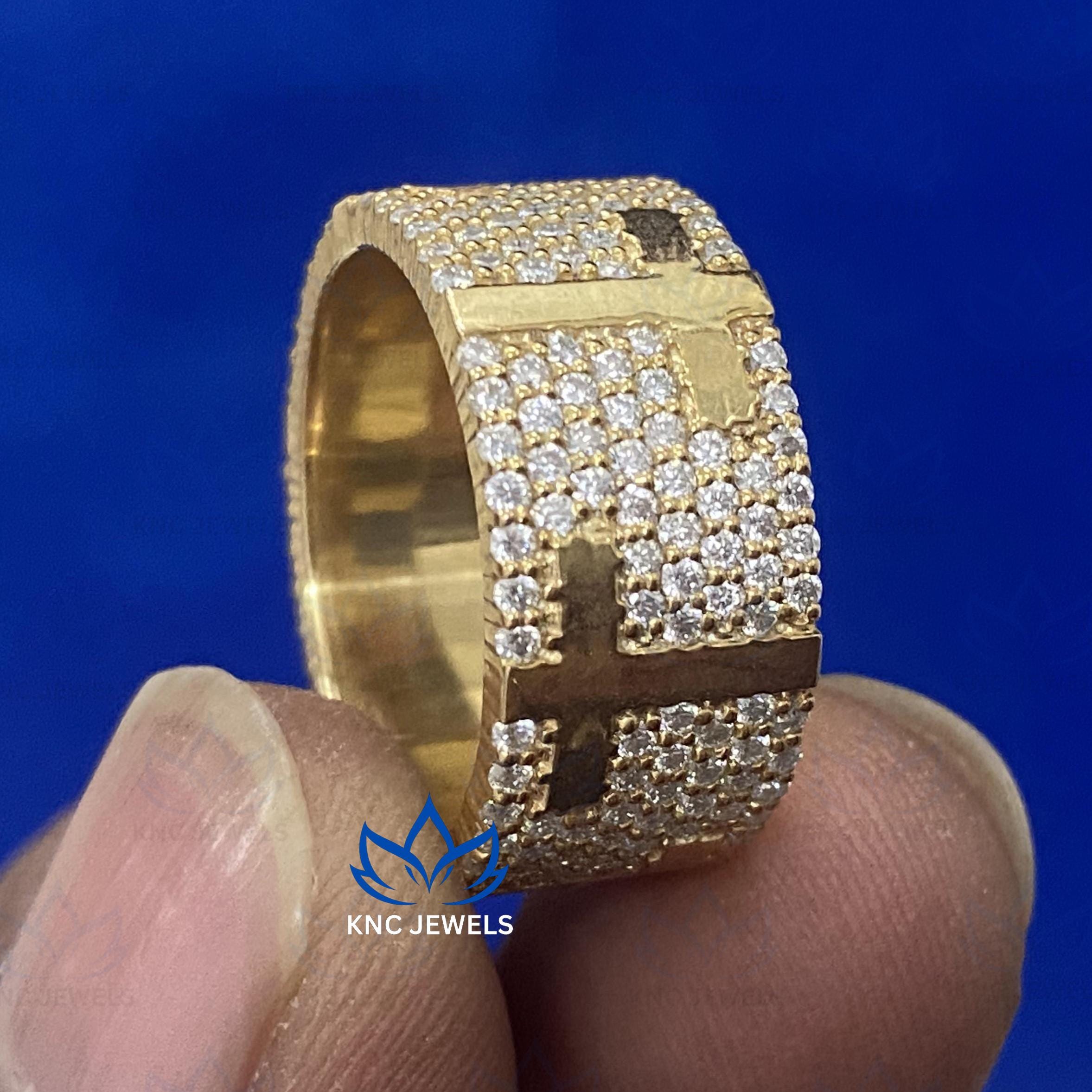 Lab Grown Diamond Mens Cross Ring: Wide Eternity Band, Hip Hop Style