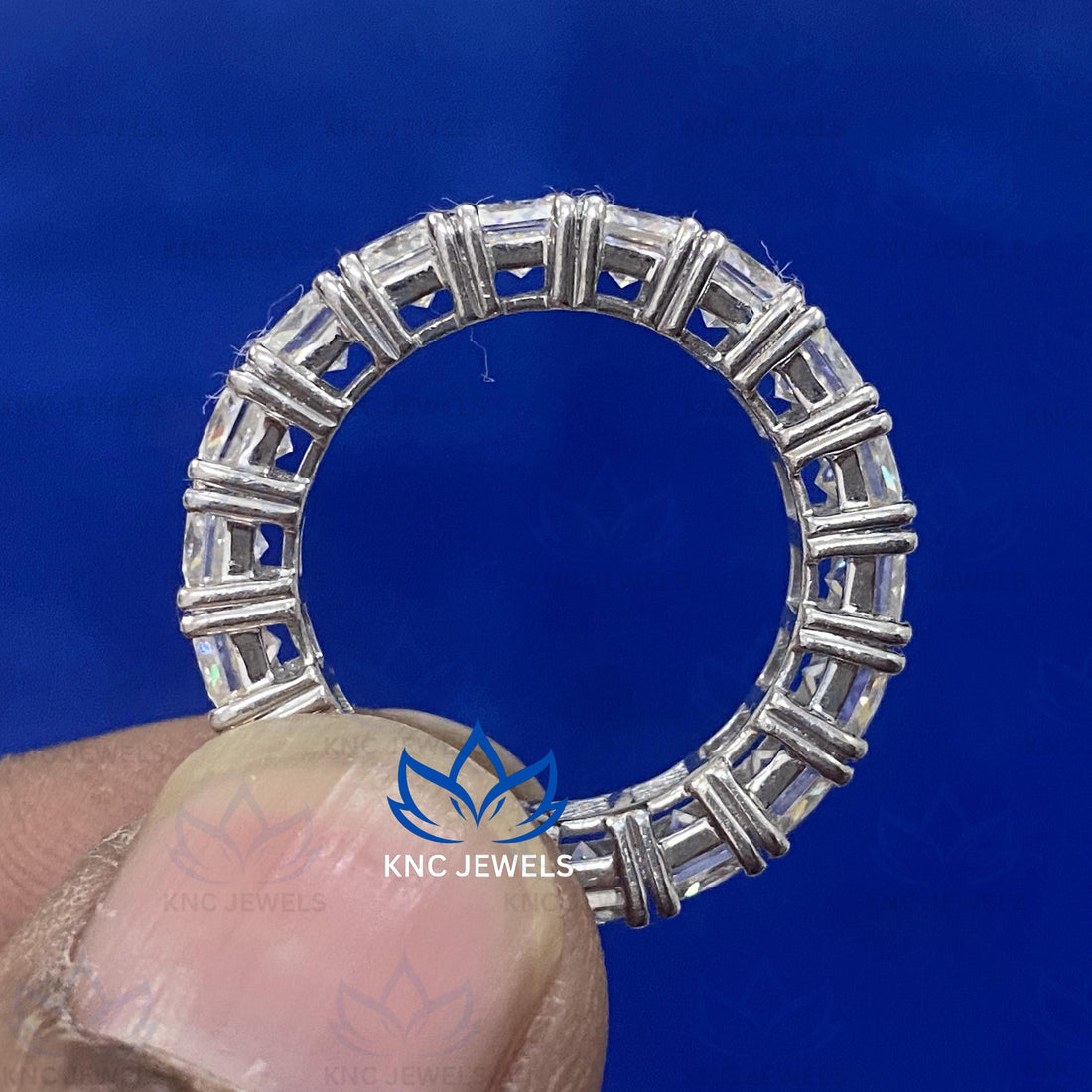 Princess Cut Lab Grown Diamond Eternity Band, 7.00 CTW IGLA Certified Wedding Ring, 14K Gold Platinum or Silver, Anniversary Gift for Her