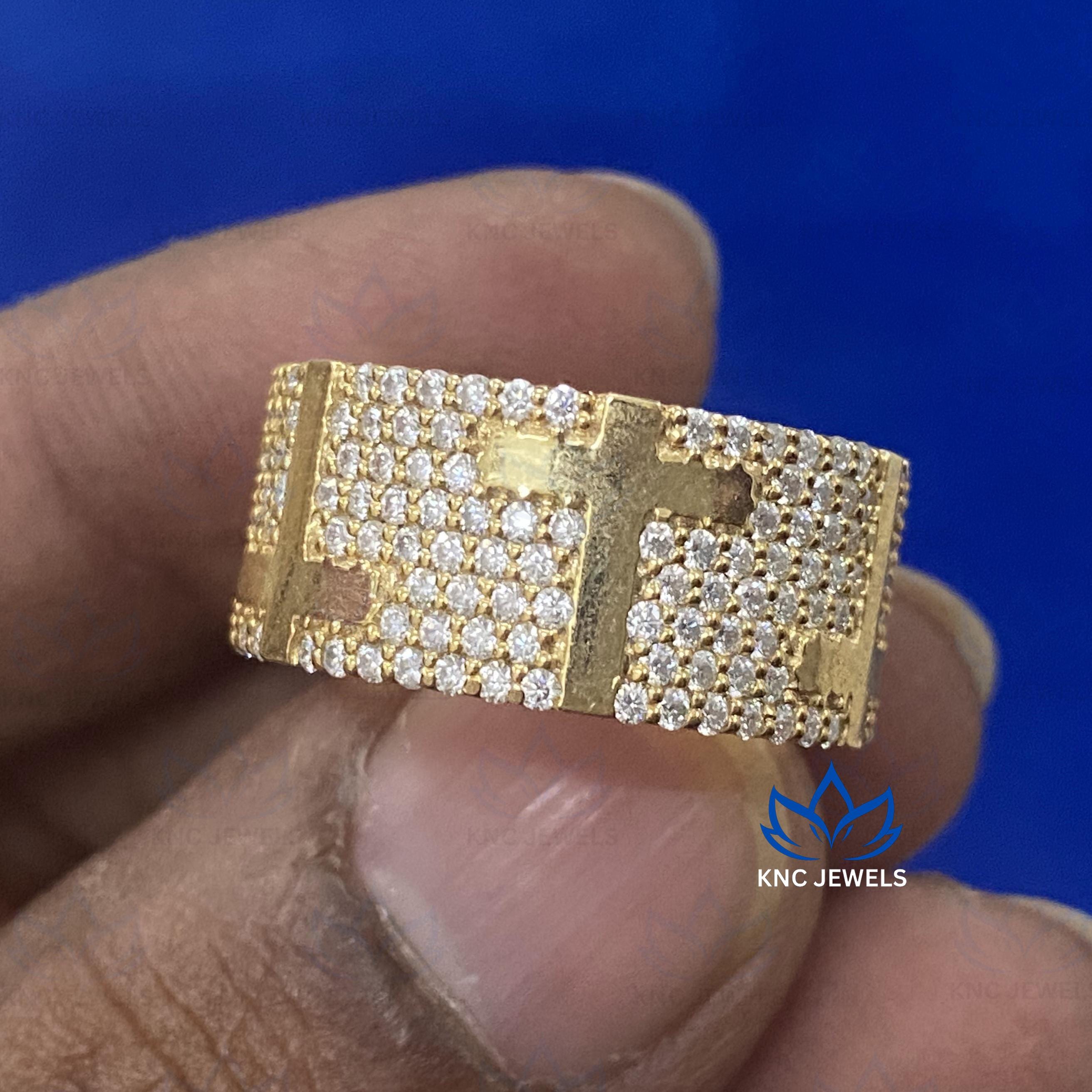 Lab Grown Diamond Mens Cross Ring: Wide Eternity Band, Hip Hop Style