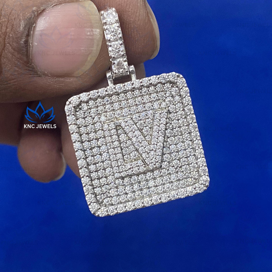Lab Grown Diamond Initial Pendant: Iced Out Sterling Silver Hip Hop Jewelry