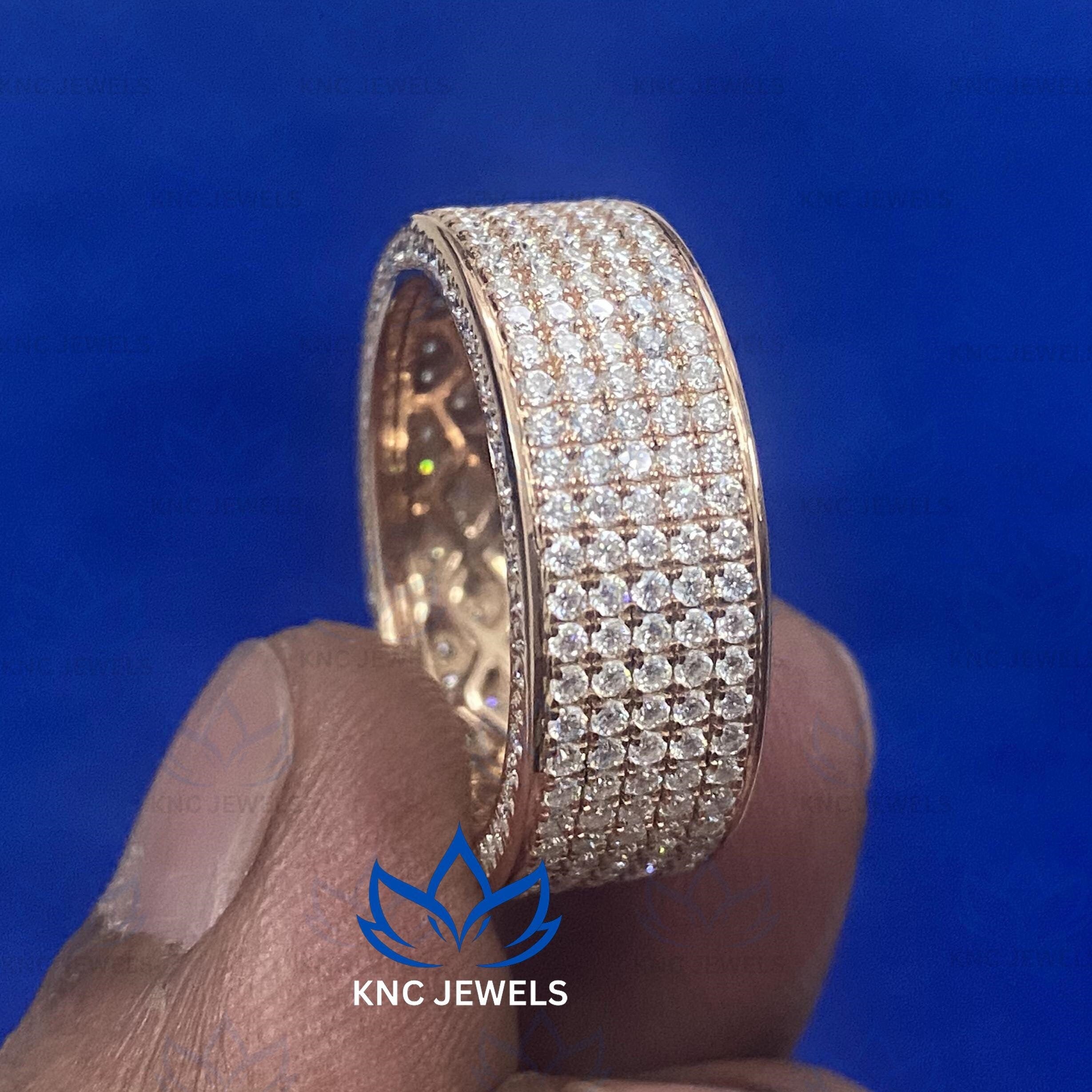 Men's Lab Grown Diamond Eternity Band | 14K Rose Gold Full Diamond Wedding Ring | CVD Diamond Anniversary Gift Husband