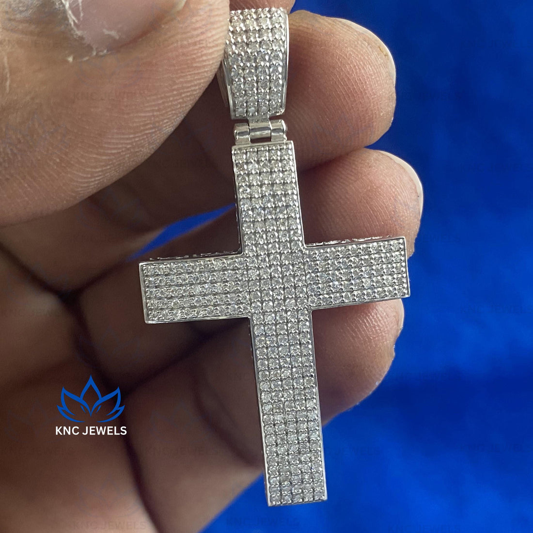 Moissanite Cross Pendant: Sterling Silver Pave Jesus Necklace