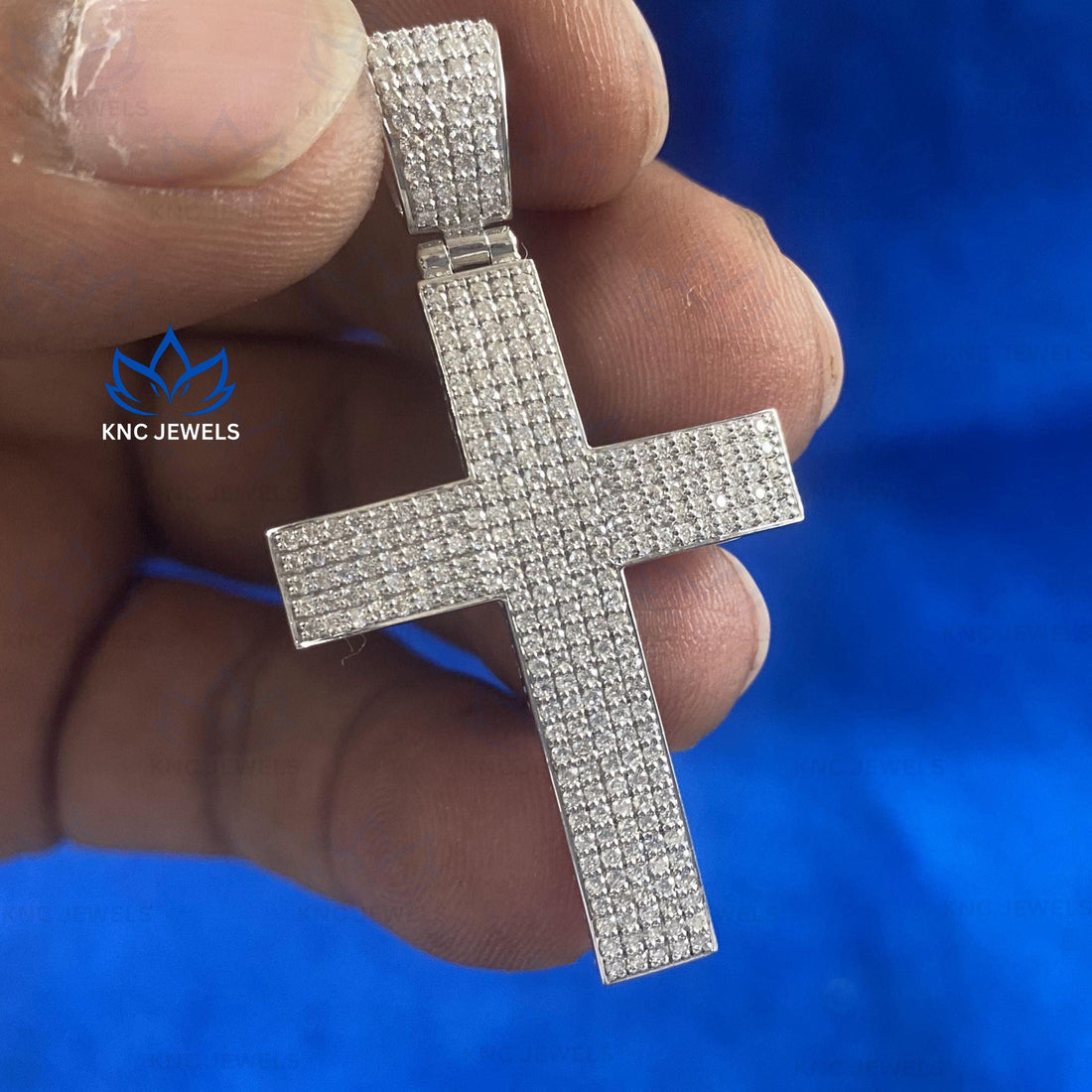 Moissanite Cross Pendant: Sterling Silver Pave Jesus Necklace