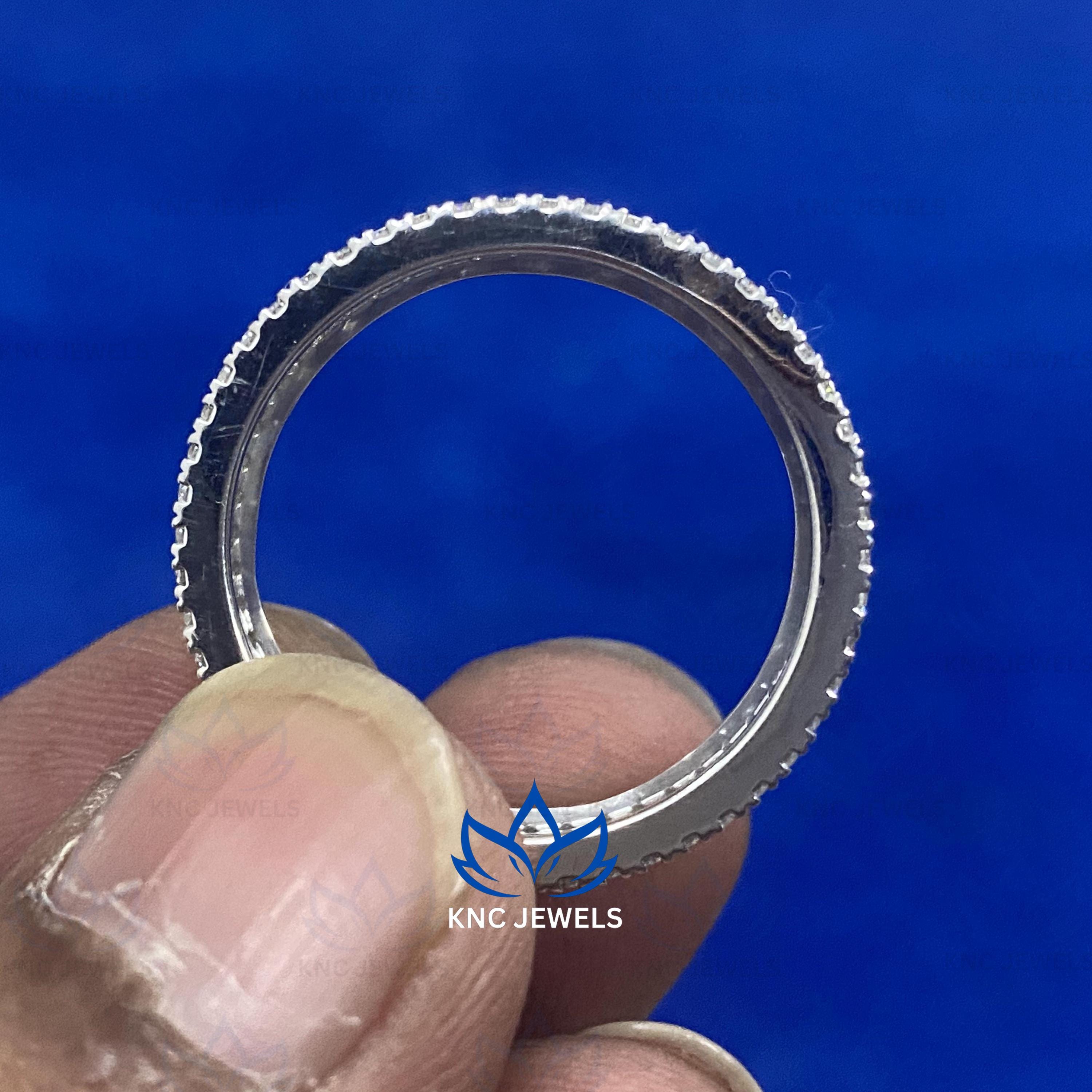 Moissanite Mens Wedding Band 3.2ct Eternity Ring Round Cut White Gold Husband Anniversary Gift