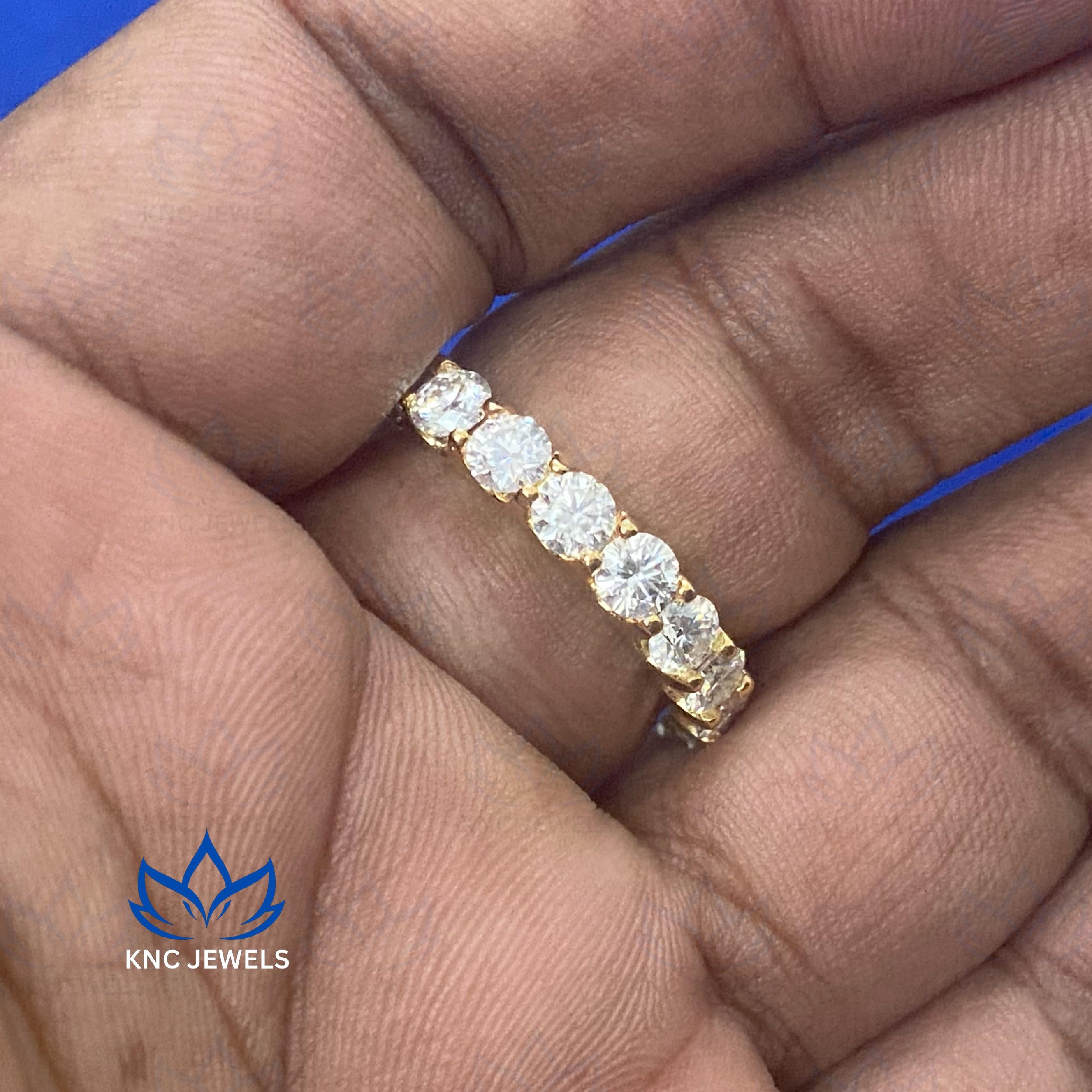 4.2ct Moissanite Womens Eternity Band in 14K Yellow Gold Wedding Anniversary Ring