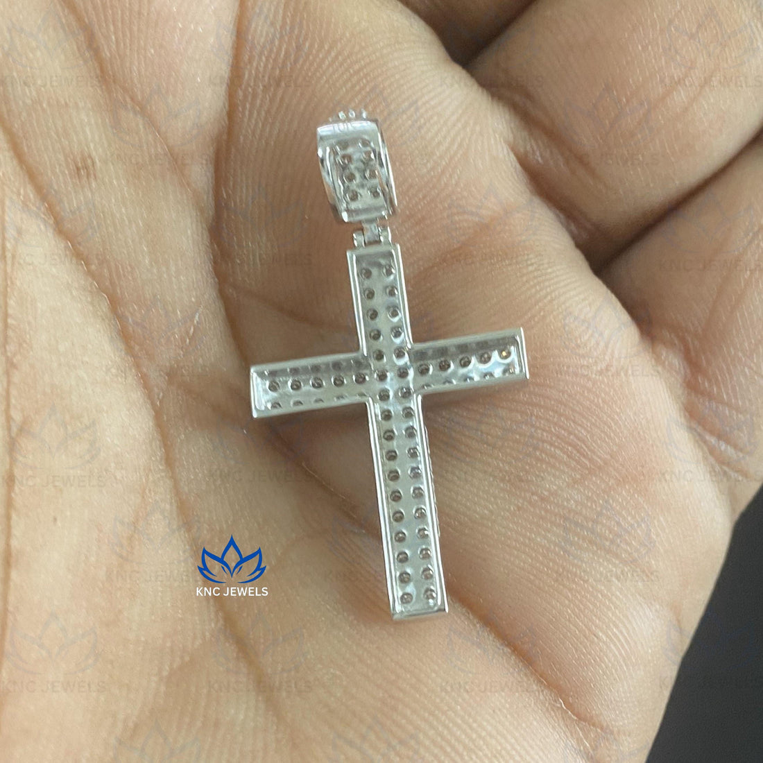 Moissanite Cross Pendant: Sterling Silver Pave Jesus Necklace