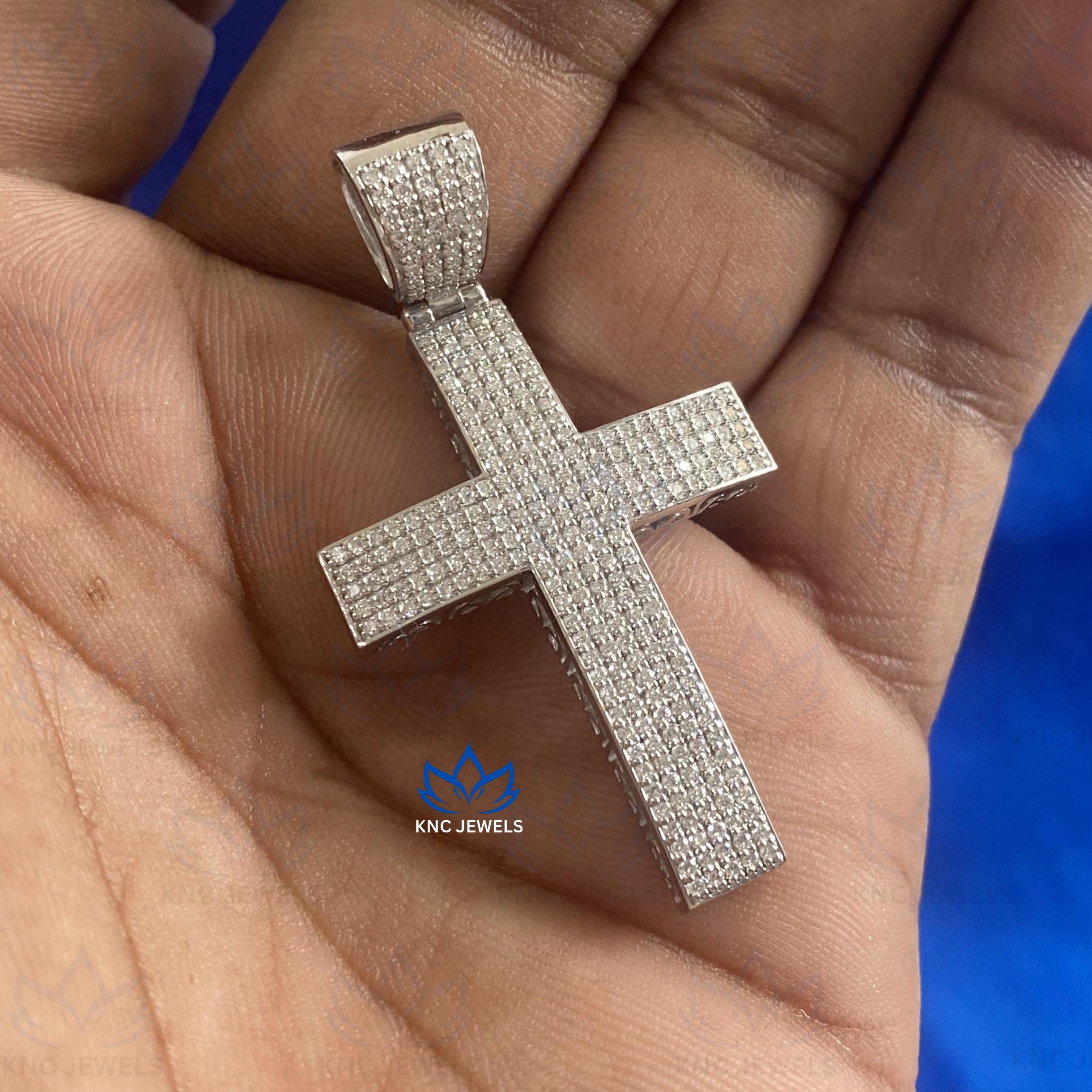 Lab Grown Diamond Cross Pendant: Sterling Silver Hip Hop Jewelry