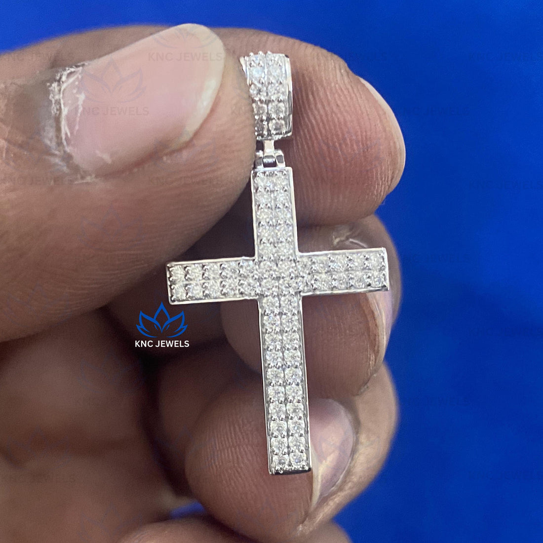 Moissanite Cross Pendant: Sterling Silver Gothic Necklace