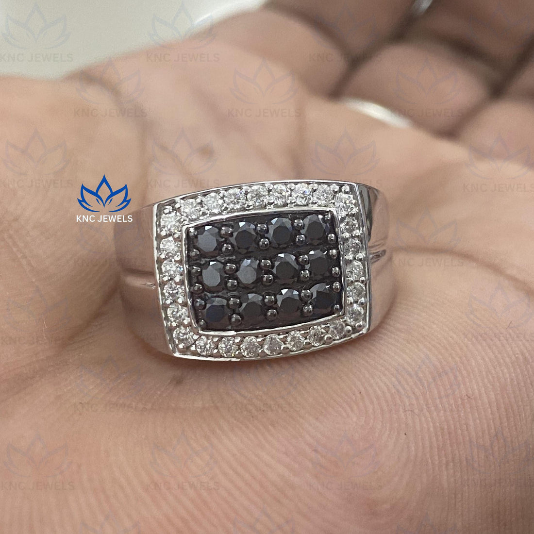 Black Moissanite Mens Ring 925 Sterling Silver Art Deco Engagement Ring Black Diamond Ring Anniversary Gift for Him