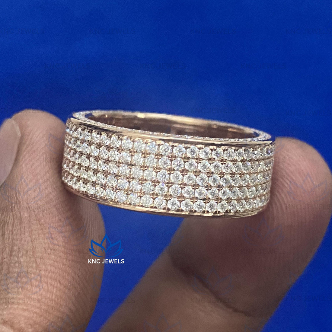 Men's Lab Grown Diamond Eternity Band | 14K Rose Gold Full Diamond Wedding Ring | CVD Diamond Anniversary Gift Husband