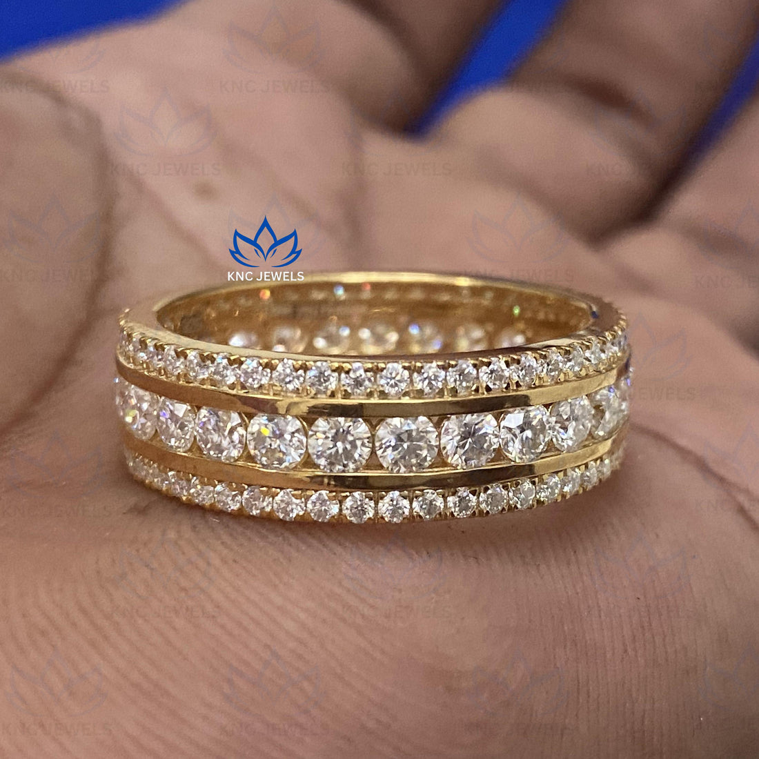 Mens Diamond Wedding Band 14K Gold | Lab Grown CVD Eternity Ring | Groom Wedding Band | Anniversary Gift for Him