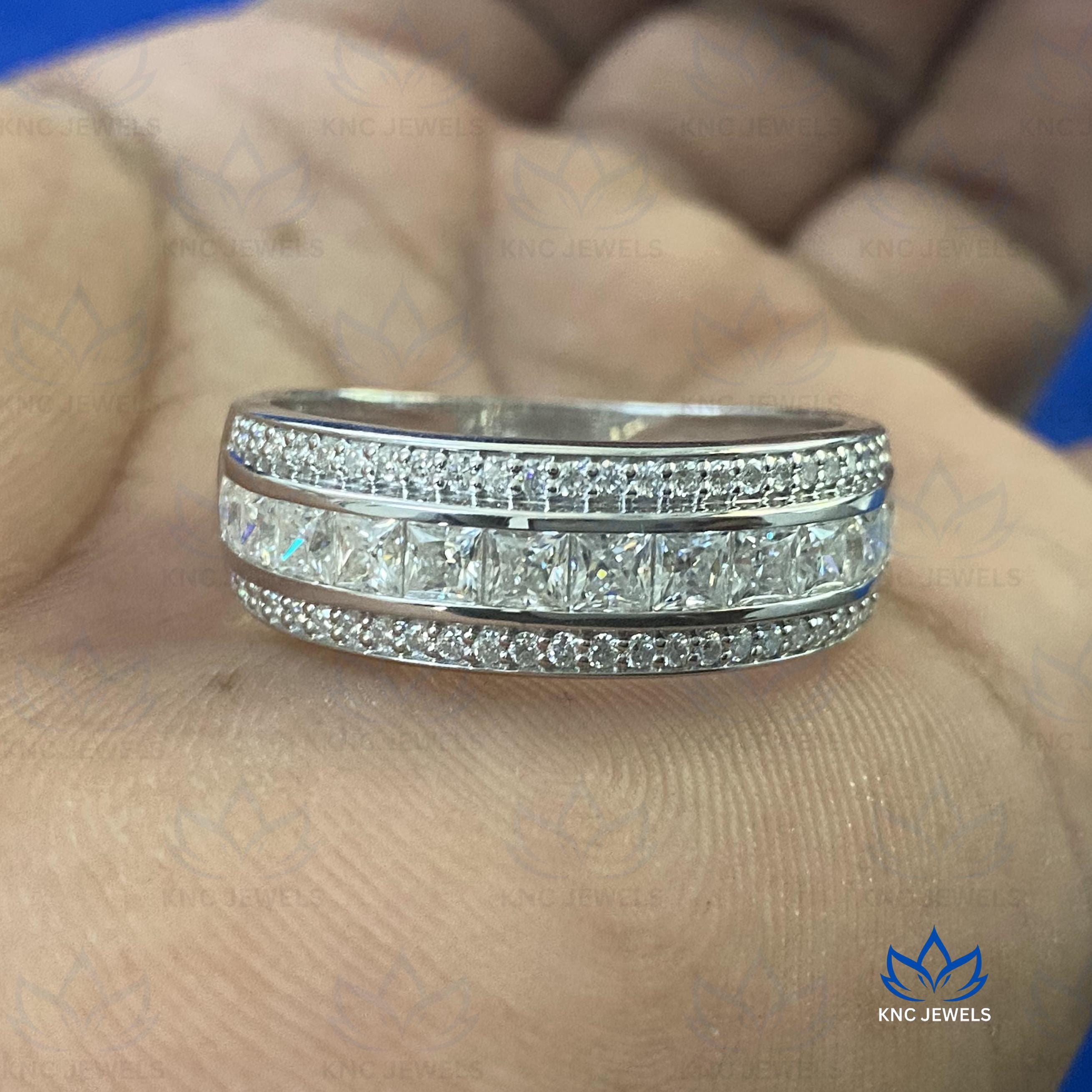 Princess Cut Lab Grown Diamond Eternity Band | 14K Rose Gold Wedding Ring for Women | Stackable Anniversary Band Gift for Her