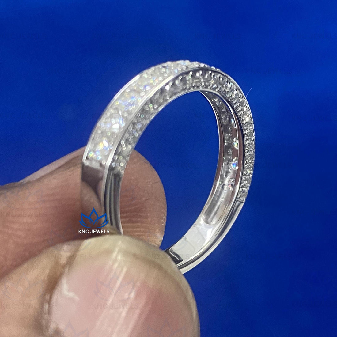 Lab Grown Diamond Half Eternity Band, 14K Rose Gold Wedding Ring, Anniversary Stacking Band