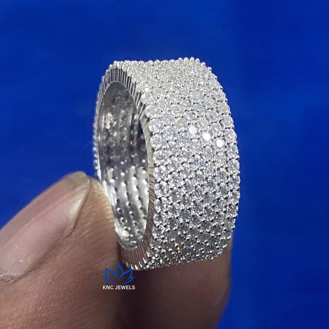 Lab Grown Diamond Eternity Band Ring: 925 Silver Men's Wedding Band
