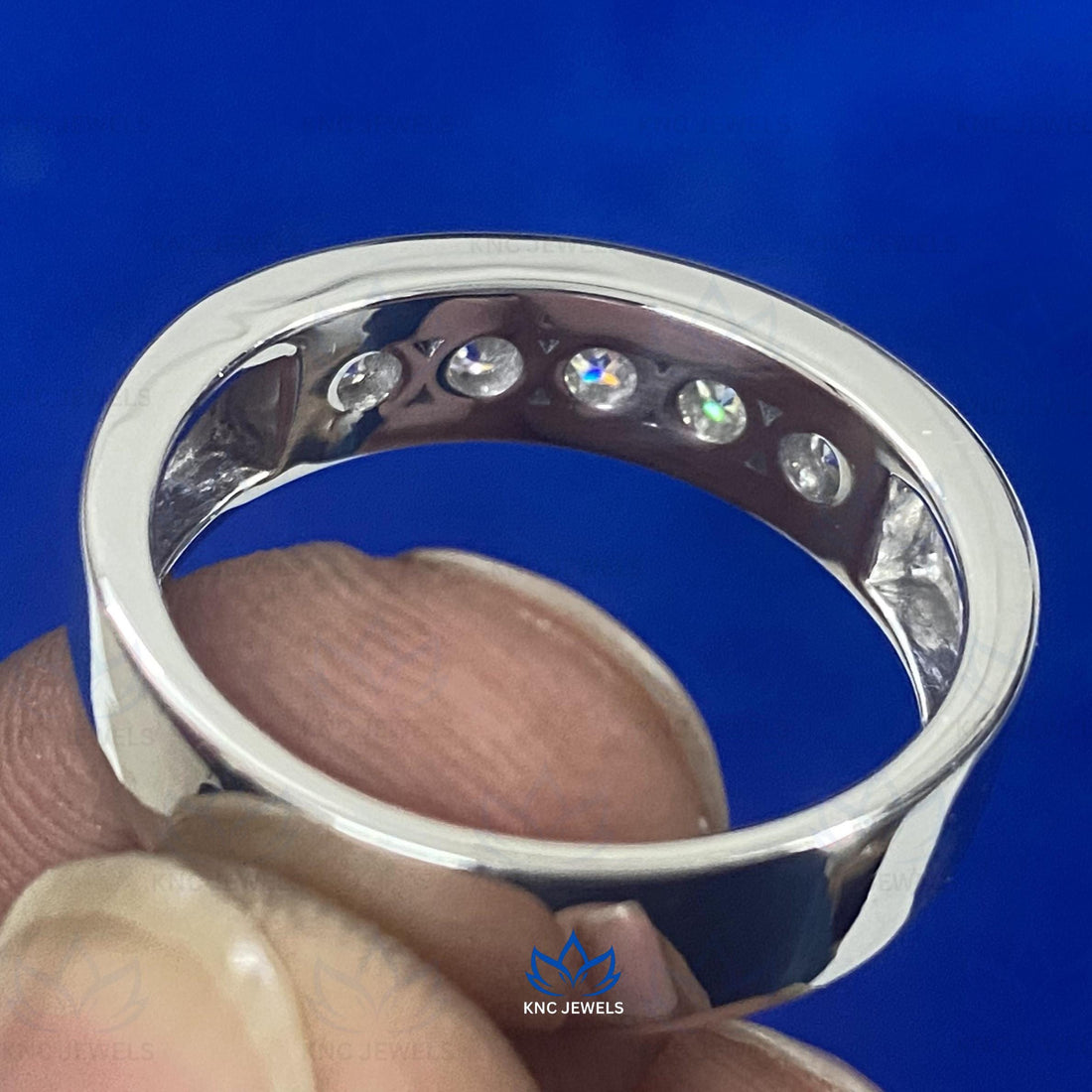 Lab Grown Diamond Men's Wedding Band: Half Eternity Ring, 1.20ctw