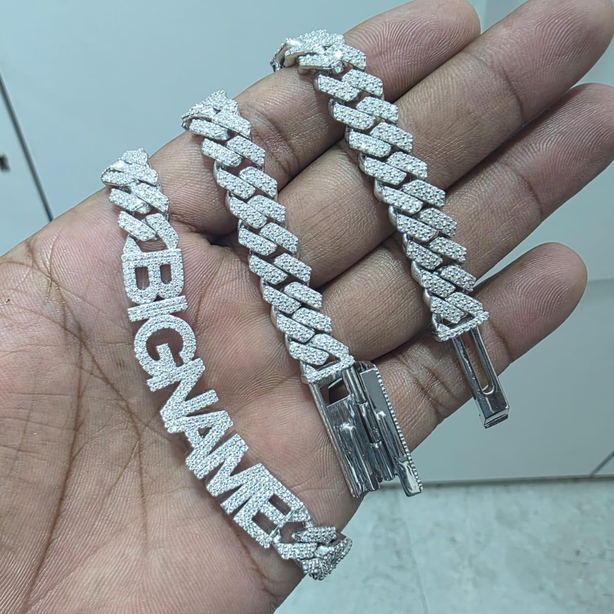 Custom Later Lab Grown Diamond Cuban Chain 925 Sterling Silver