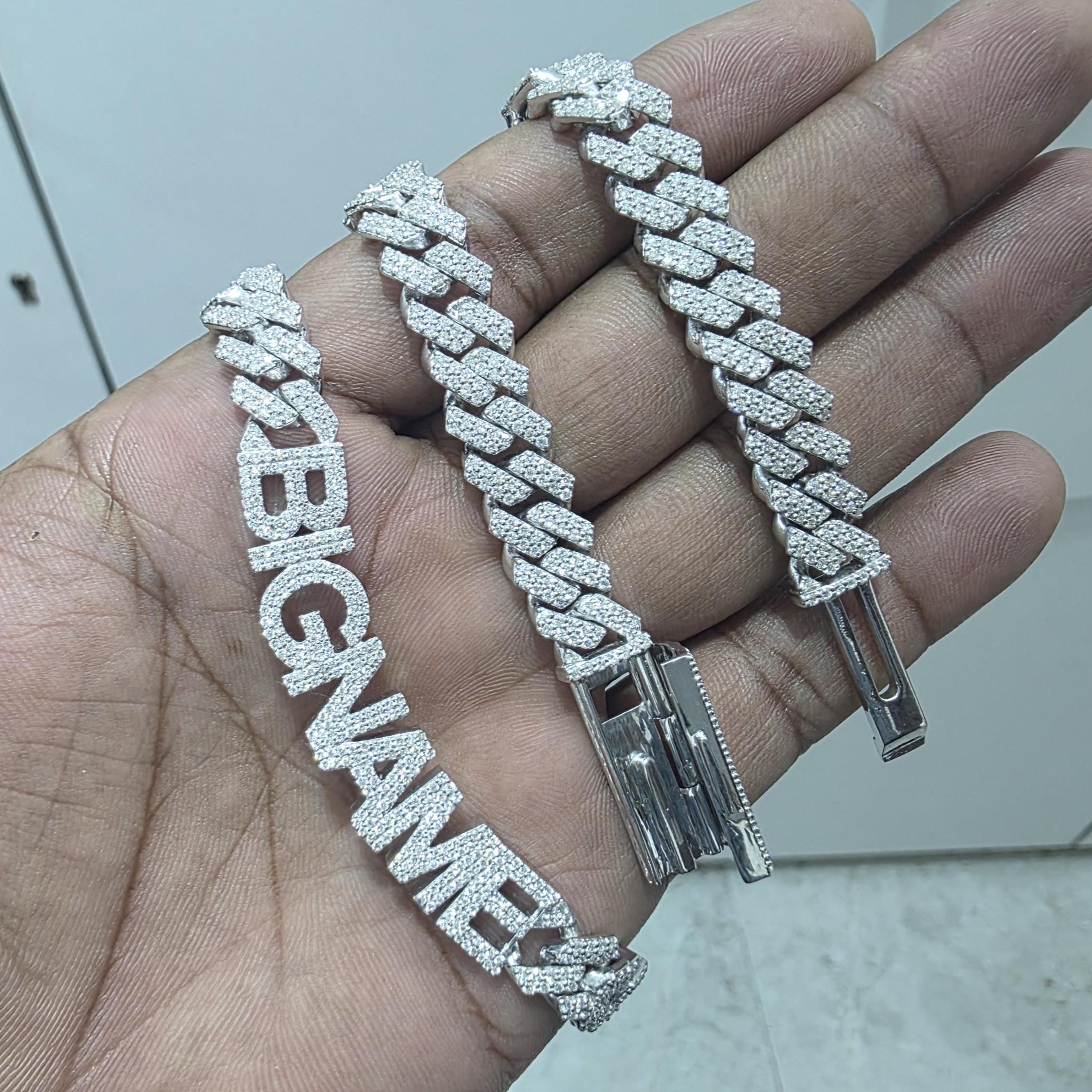 Custom Later Lab Grown Diamond Cuban Chain 925 Sterling Silver