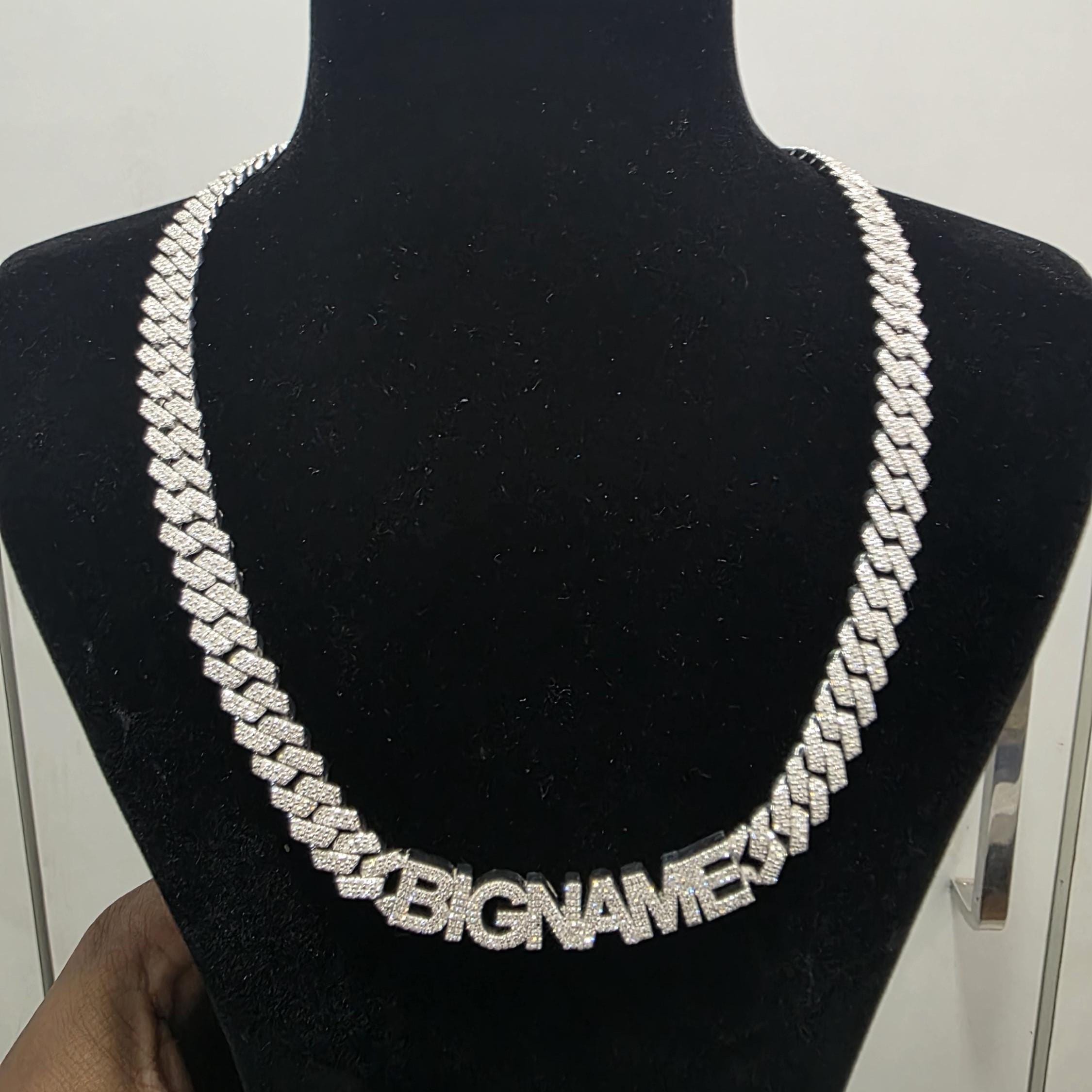 Custom Later Lab Grown Diamond Cuban Chain 925 Sterling Silver
