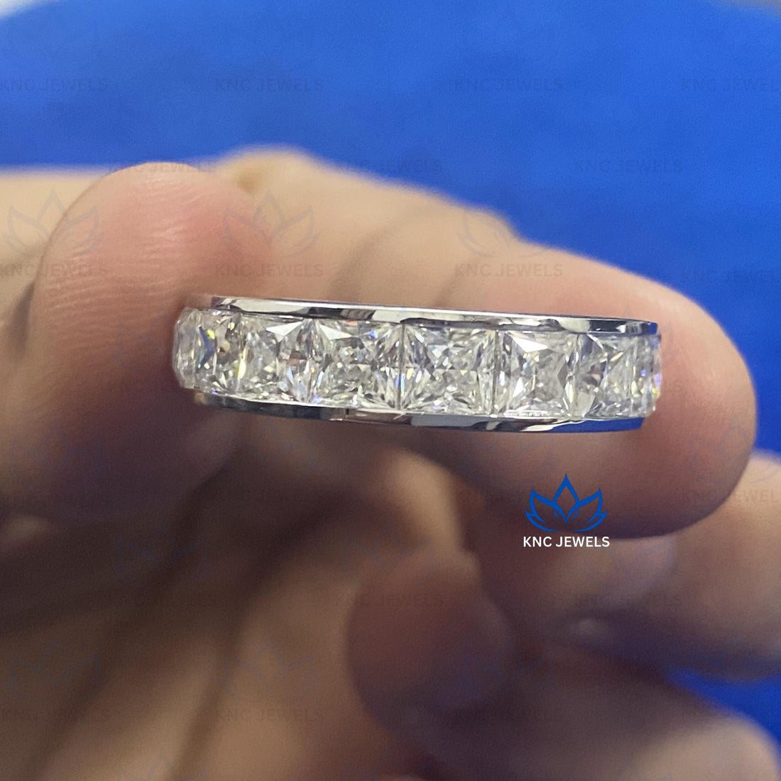 Princess Cut Lab Grown Diamond Wedding Band, 1.50 Carat Eternity Ring, Women's Anniversary Band, White Gold Bridal Ring, Stackable Band