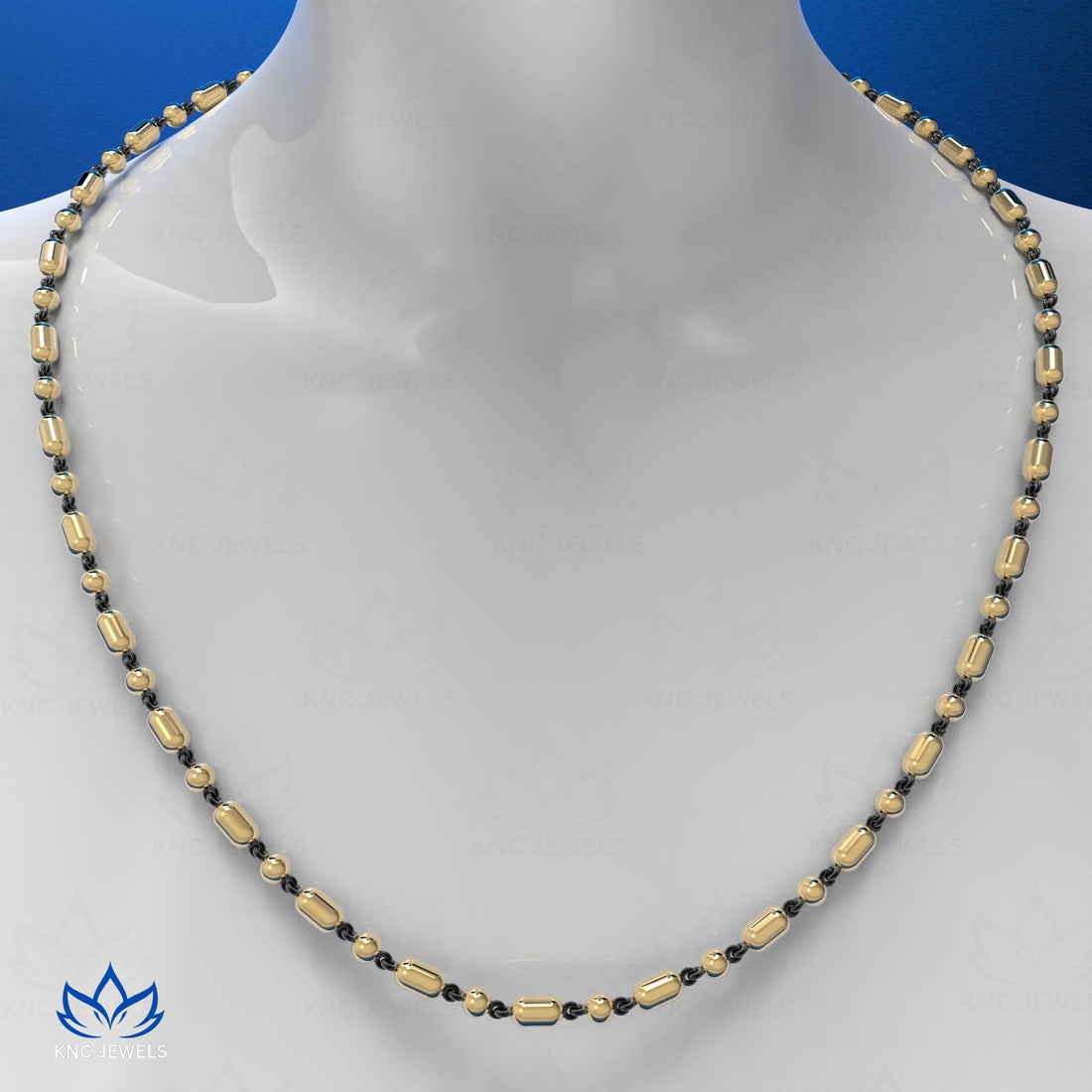 Georgian Style Sterling Silver Ball Chain Necklace, Blackened Gold Plated, Antique Bead Chain, Unisex Gift, 15-24 Inch