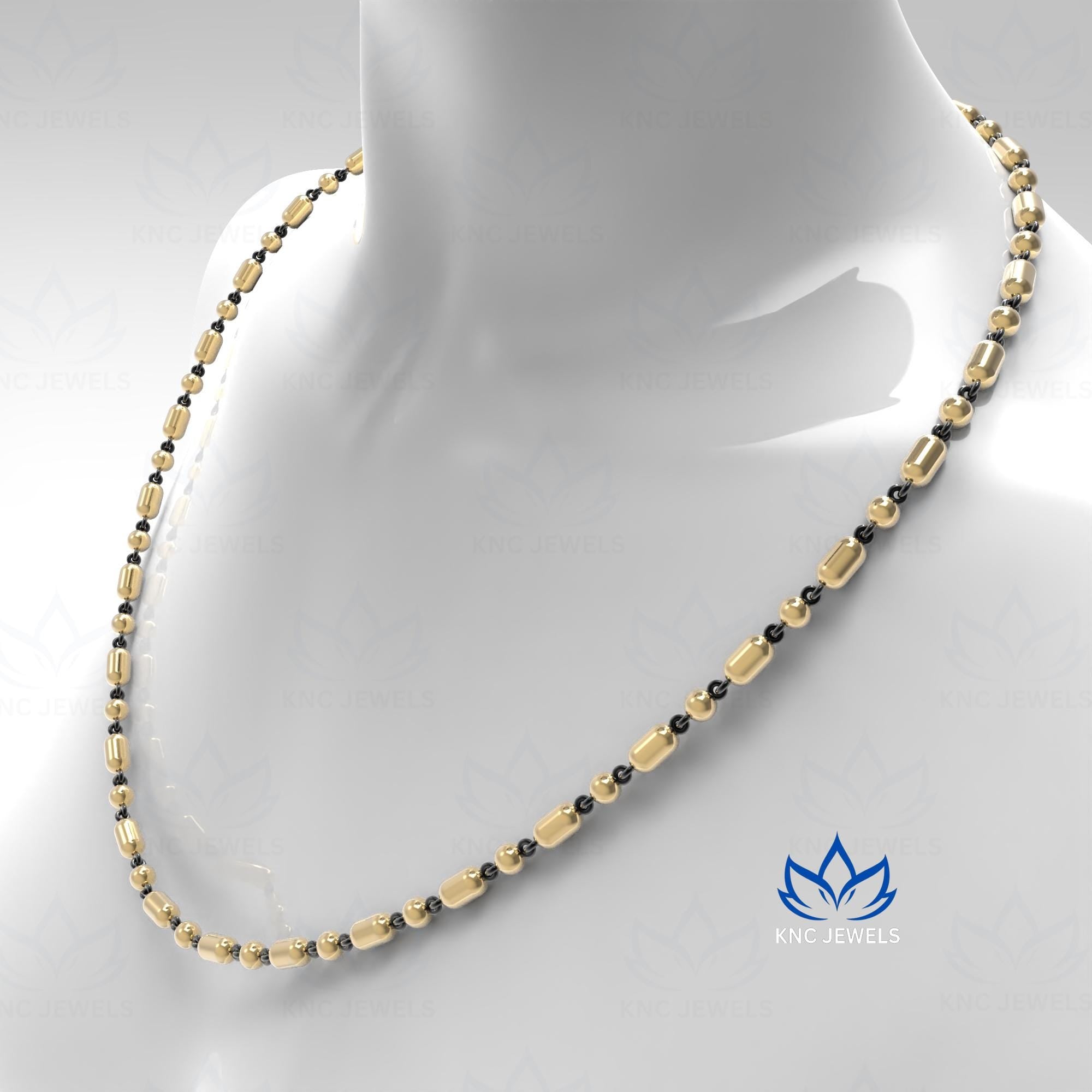 Georgian Style Sterling Silver Ball Chain Necklace, Blackened Gold Plated, Antique Bead Chain, Unisex Gift, 15-24 Inch