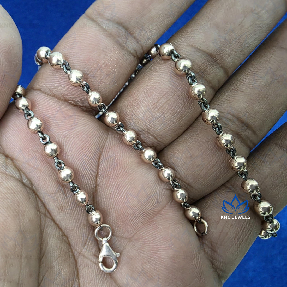 Edwardian Ball n Chain, Victorian Style Georgian Necklace, Blackened Yellow Gold Plated