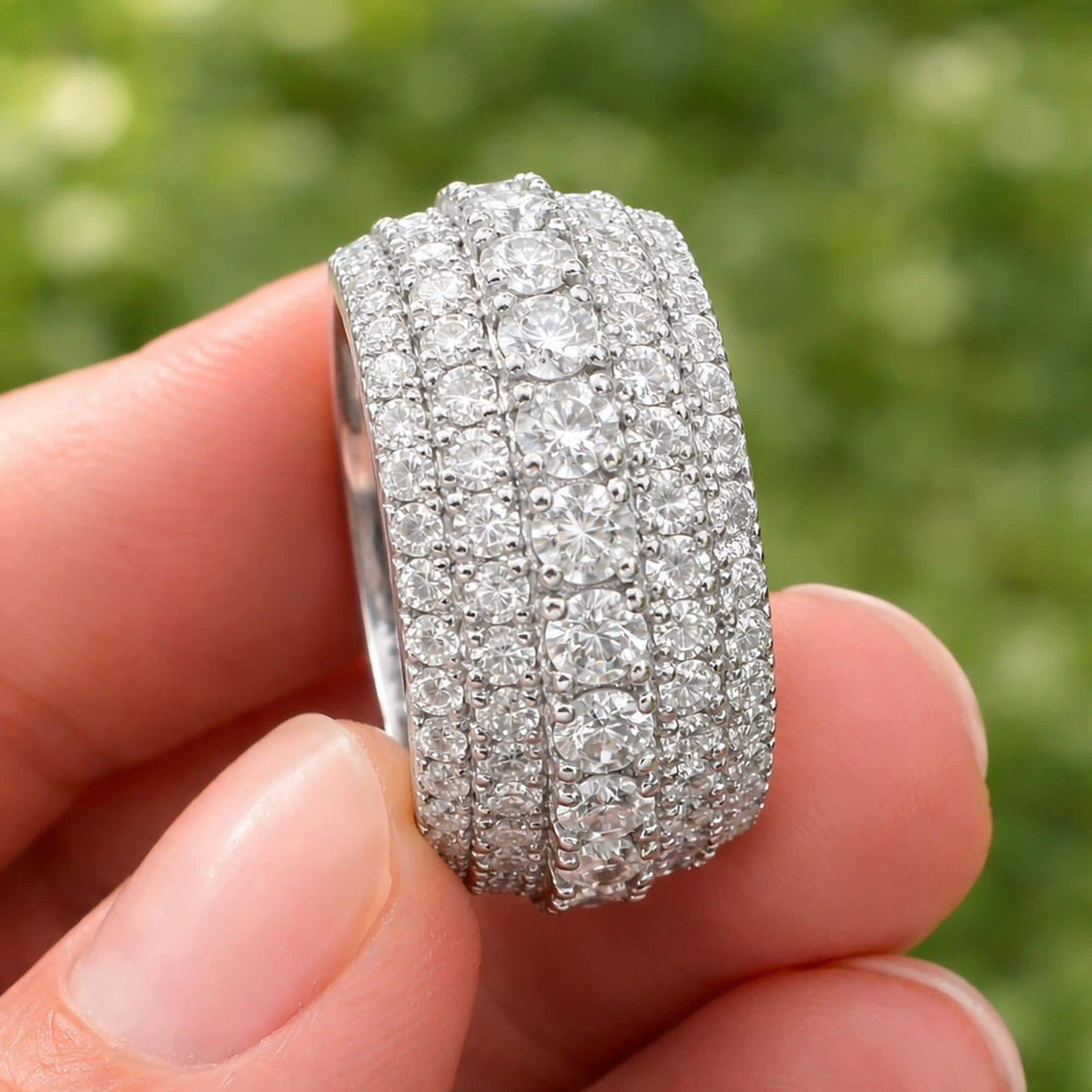 Moissanite Mens Eternity Wedding Band, Anniversary Gift for Him, Ring for Husband