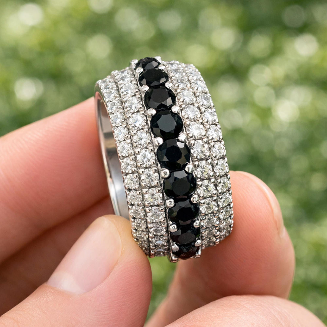 Moissanite Mens Eternity Wedding Band, Anniversary Gift for Him, Ring for Husband
