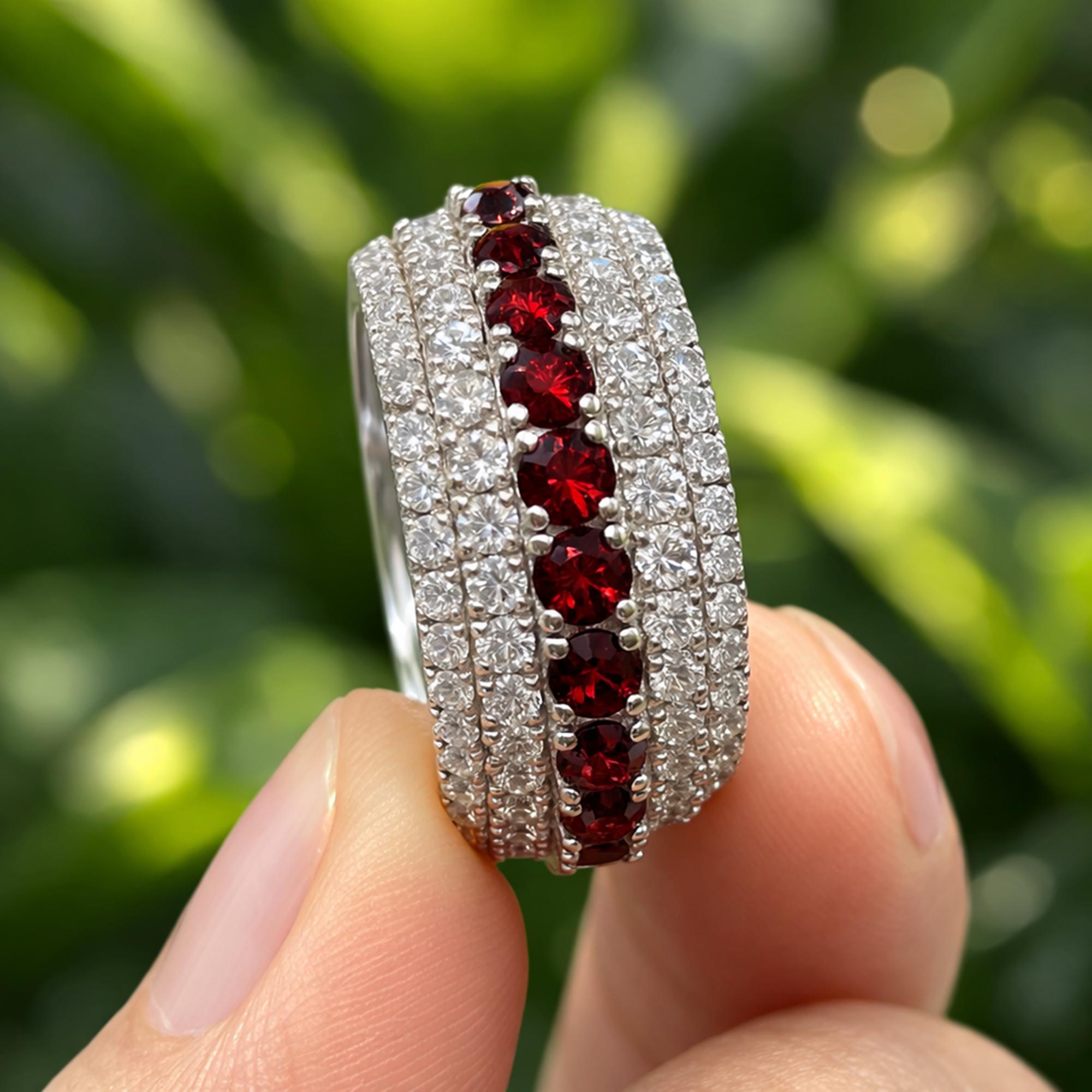 Mens Moissanite Eternity Band, Full Eternity Wedding Ring for Him, Round Cut VVS Moissanite Ring, Anniversary Gift Husband, Groom Ring