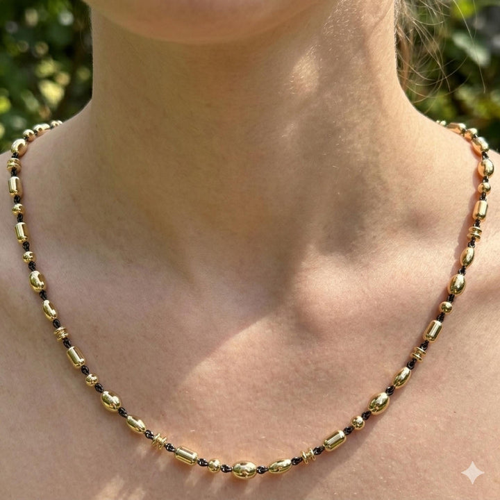 Victorian Moissanite Ball Chain Necklace, Sterling Silver, Blackened Gold, Georgian Edwardian Antique Style Beaded Necklace, Gift for Her