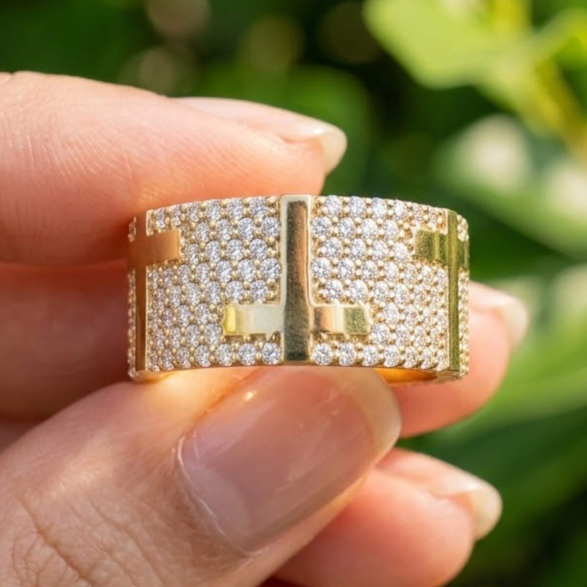 Moissanite Cross Ring Mens Hip Hop Iced Out Eternity Band Sterling Silver CZ Diamond Wedding Ring Rapper Jewelry Gift