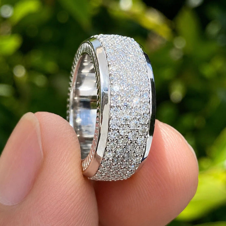 Mens Lab Grown Diamond Ring, Sterling Silver Wedding Band, Anniversary Gift For Him, Husband Gift, Luxury Wedding Jewelry