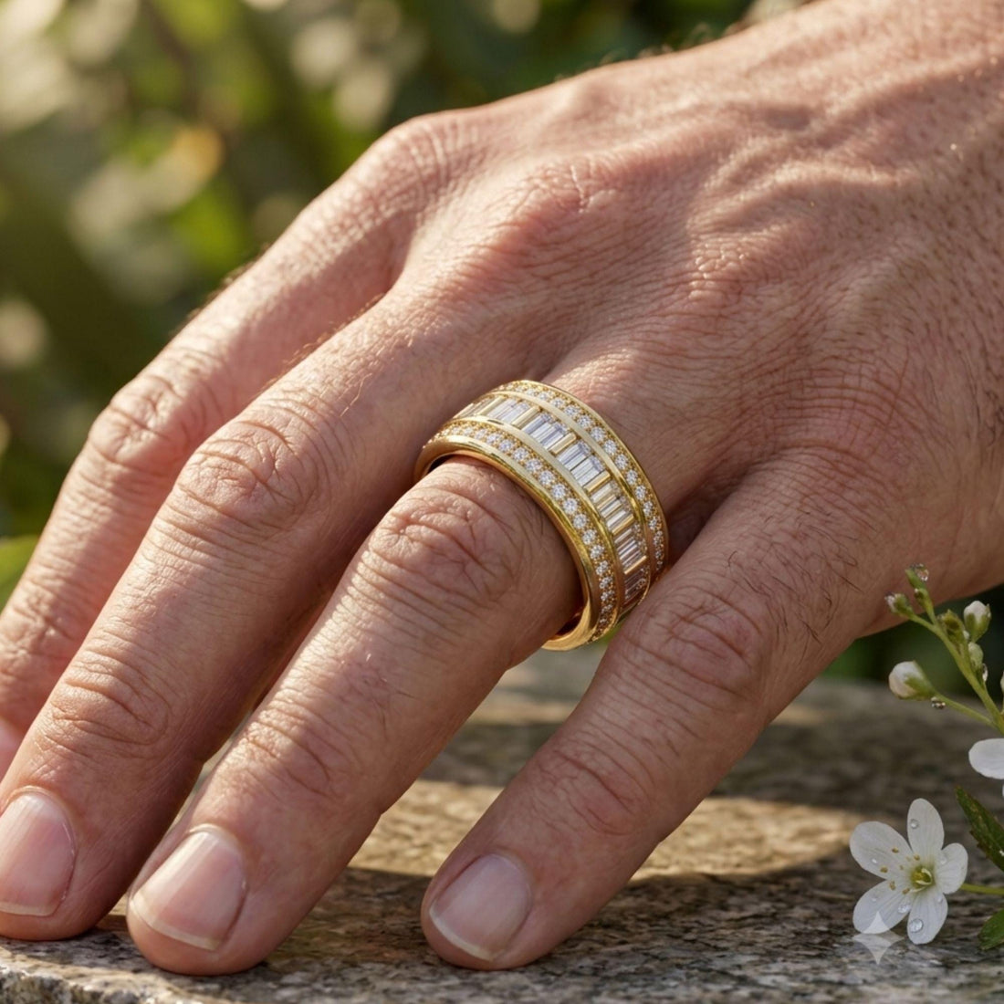 Baguette Moissanite Eternity Band, 14K Gold Full Eternity Wedding Ring, Baguette & Round Cut Stackable Anniversary Band, Bridal Gift for Her