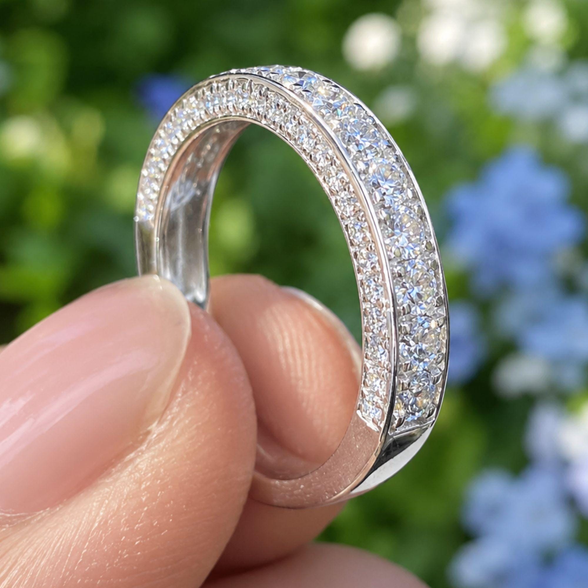 Lab Grown Diamond Half Eternity Band, 14K Rose Gold Wedding Ring, Anniversary Stacking Band