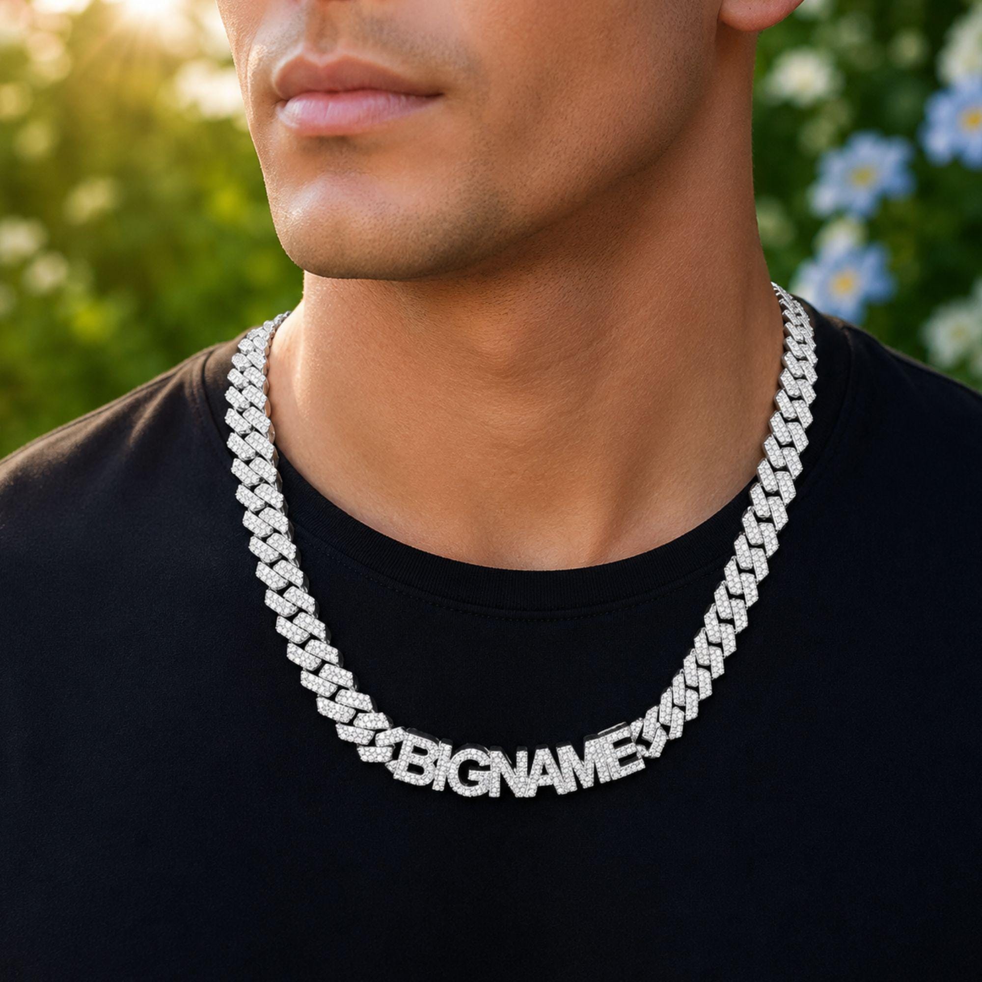 Custom Later Lab Grown Diamond Cuban Chain 925 Sterling Silver